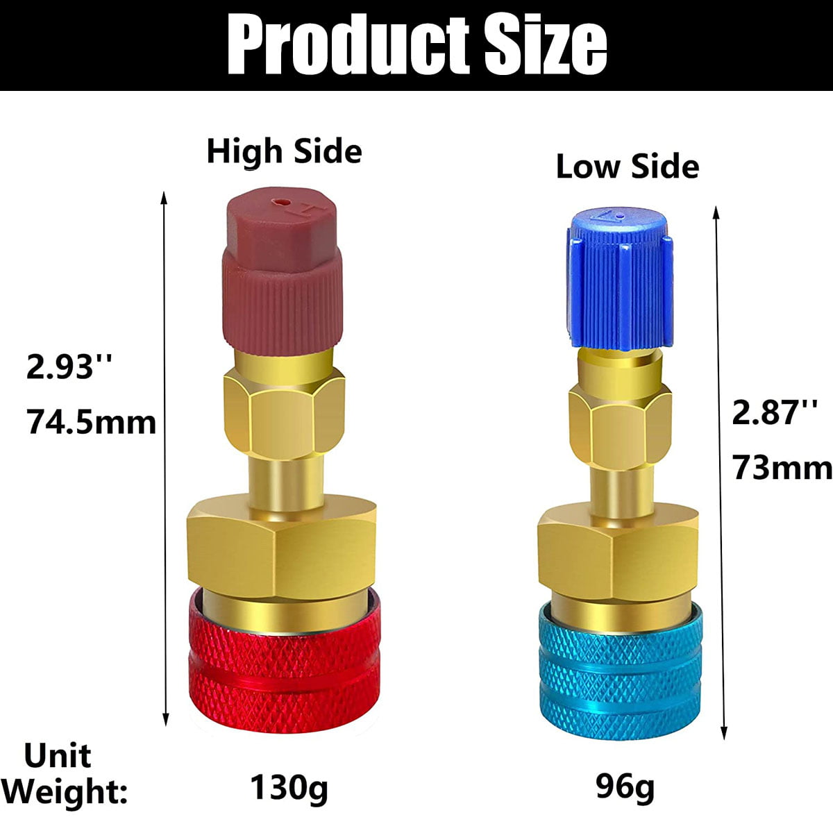 Welpettie 2pcs Quick Couplers Connectors Adapters R1234YF to R134A High and Low Side Quick Coupler R12 to R134A Adapter Fitting Connector for Car Air Conditioning AC Charging