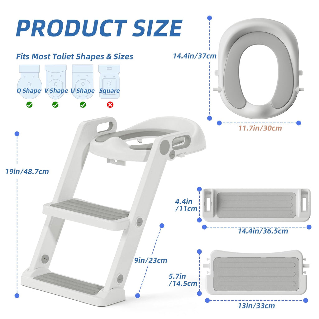 XJD Potty Training Seat for Toddler Toilet with Step Ladder for Kids Boys Girls Potty Training Toilet Adjustable Comfortable PU Safe Potty Seat with Anti-Slip Pads