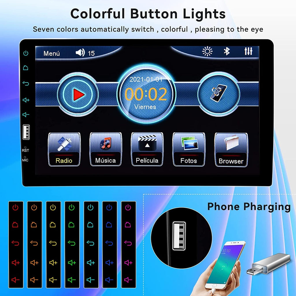 Podofo Single 1 Din 9'' Car Stereo Radio HD Touch Screen Multimedia Car MP5 Player Audio Head Unit Bluetooth Mirror Link USB FM Function with Microphone(No Rearview Camera)