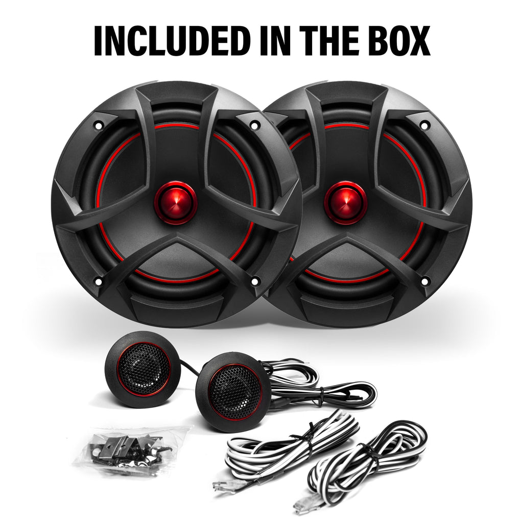 Sound Storm Laboratories CG65C Charge Series 6.5 Inch Car Audio Component Door Speakers - 350 Watts Max, 2 Way, Full Range, Hook Up To Stereo and Amplifier, Tweeters