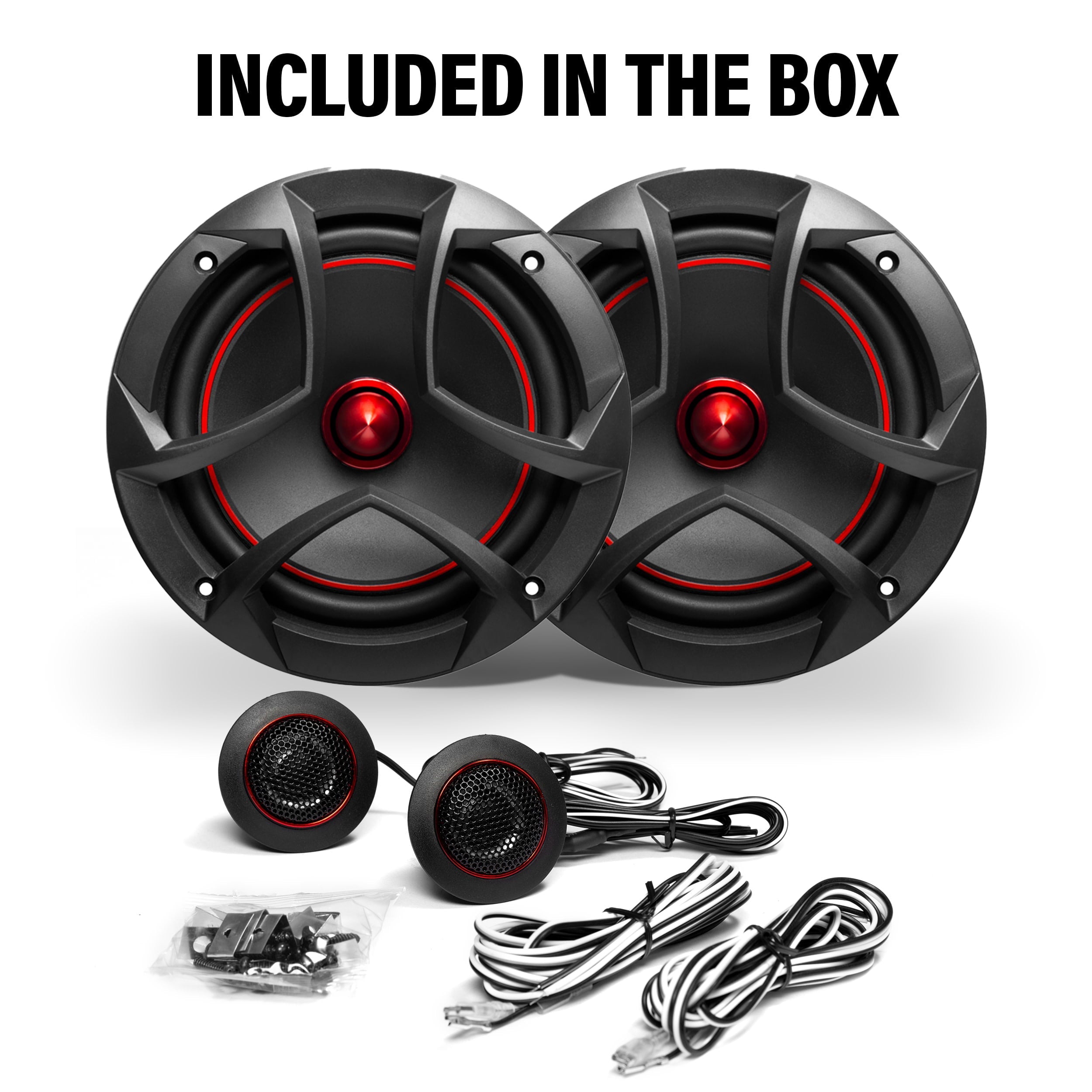 Sound Storm Laboratories CG65C Charge Series 6.5 Inch Car Audio Component Door Speakers - 350 Watts Max, 2 Way, Full Range, Hook Up To Stereo and Amplifier, Tweeters