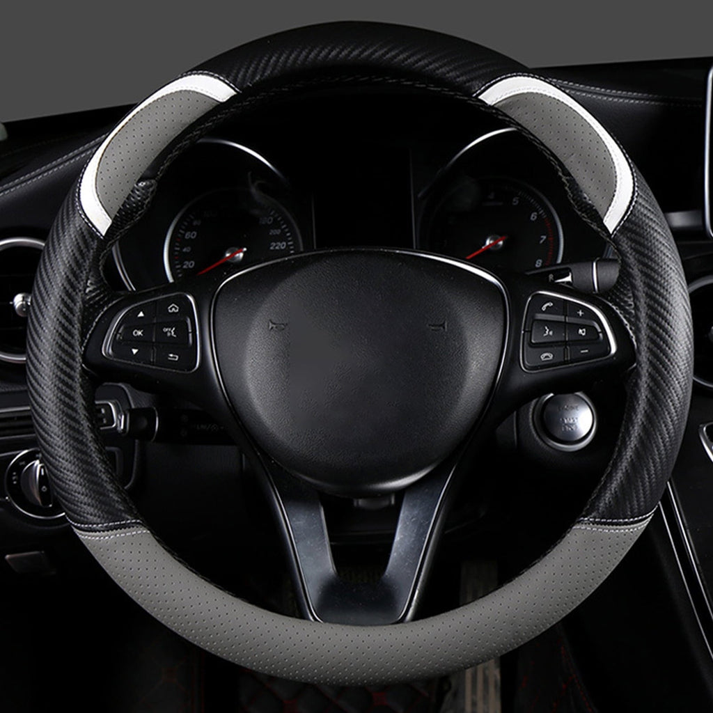 XWQ Steering Wheel Cover Sweat-proof Breathable Universal Carbon Fiber Anti-skid Car Steering Cover for Driver