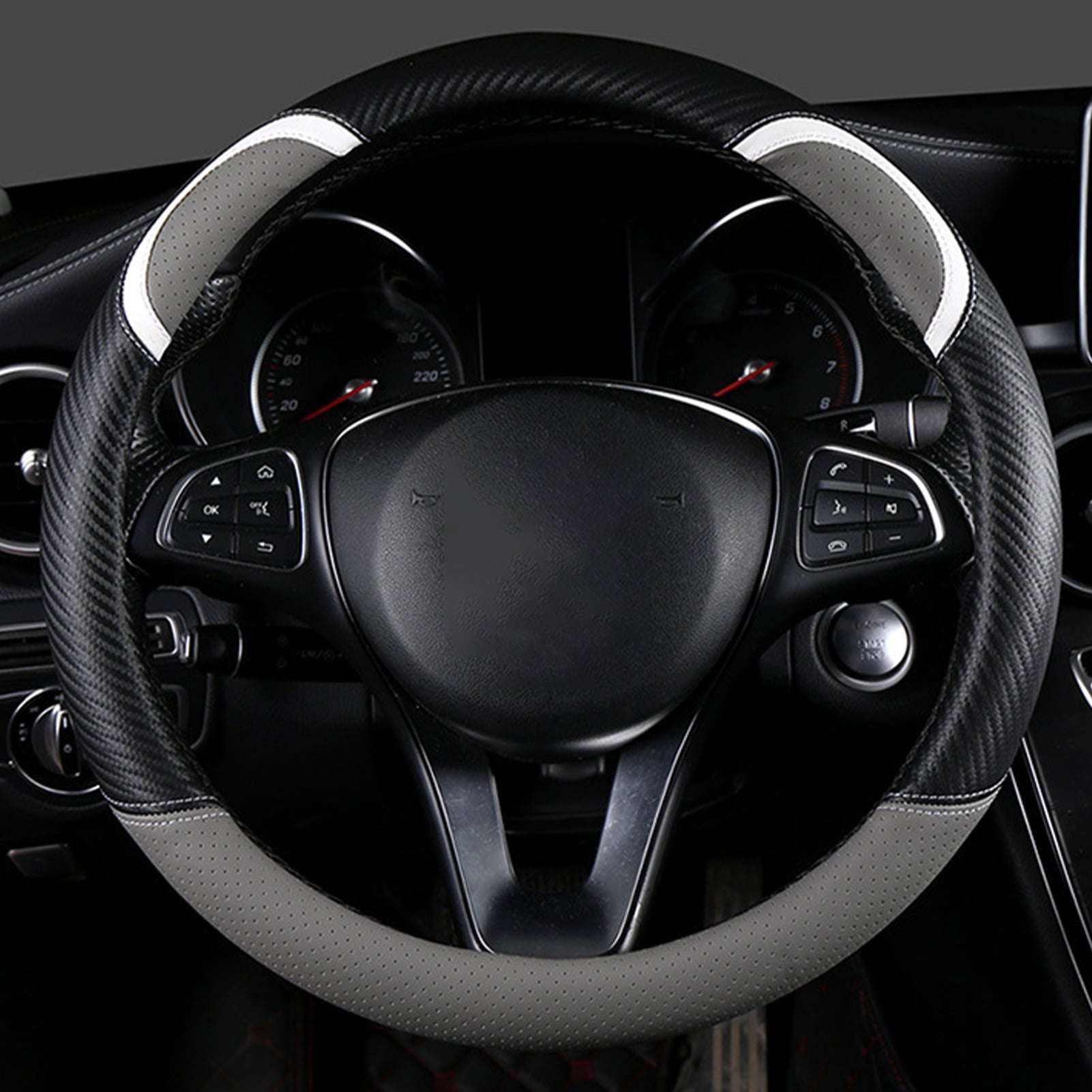 XWQ Steering Wheel Cover Sweat-proof Breathable Universal Carbon Fiber Anti-skid Car Steering Cover for Driver