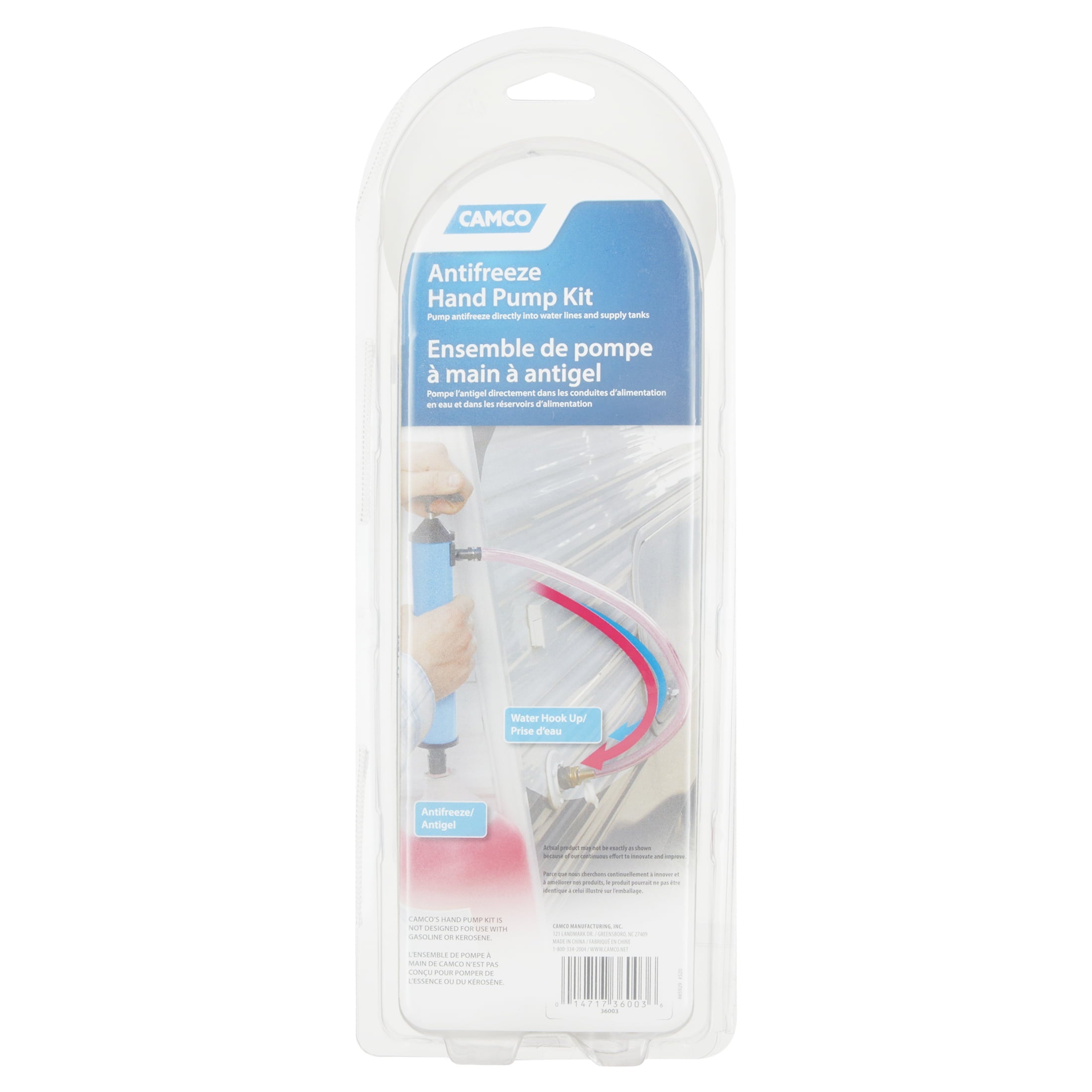 Camco RV Hand Pump Kit | Pump Antifreeze Directly into RV Waterlines and Supply Tanks | Blue (36003)