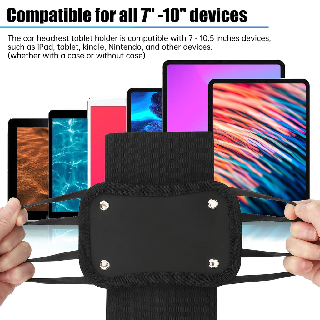 Headrest Mount Tablet Holder for Car, TSV Universal Silicone Holder for Kids Tablet Stand, Angle-Adjustable Car Seat Head Rest Holder Fits for 7-10.5'' iPad Mini Air Pro Nintendo Switch