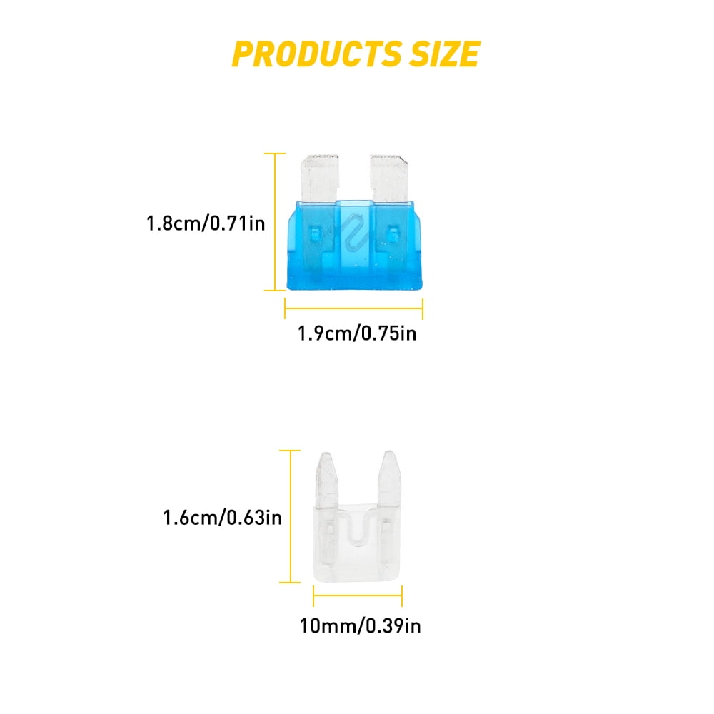 220Pc Car Fuses Assortment Kit Standard & Mini Size (2A/3A/5A/7.5A/10A/15A/ 20A/25A/30A/35A) , Replacement Fuses for Car/RV/Truck/Motorcycle/Boat