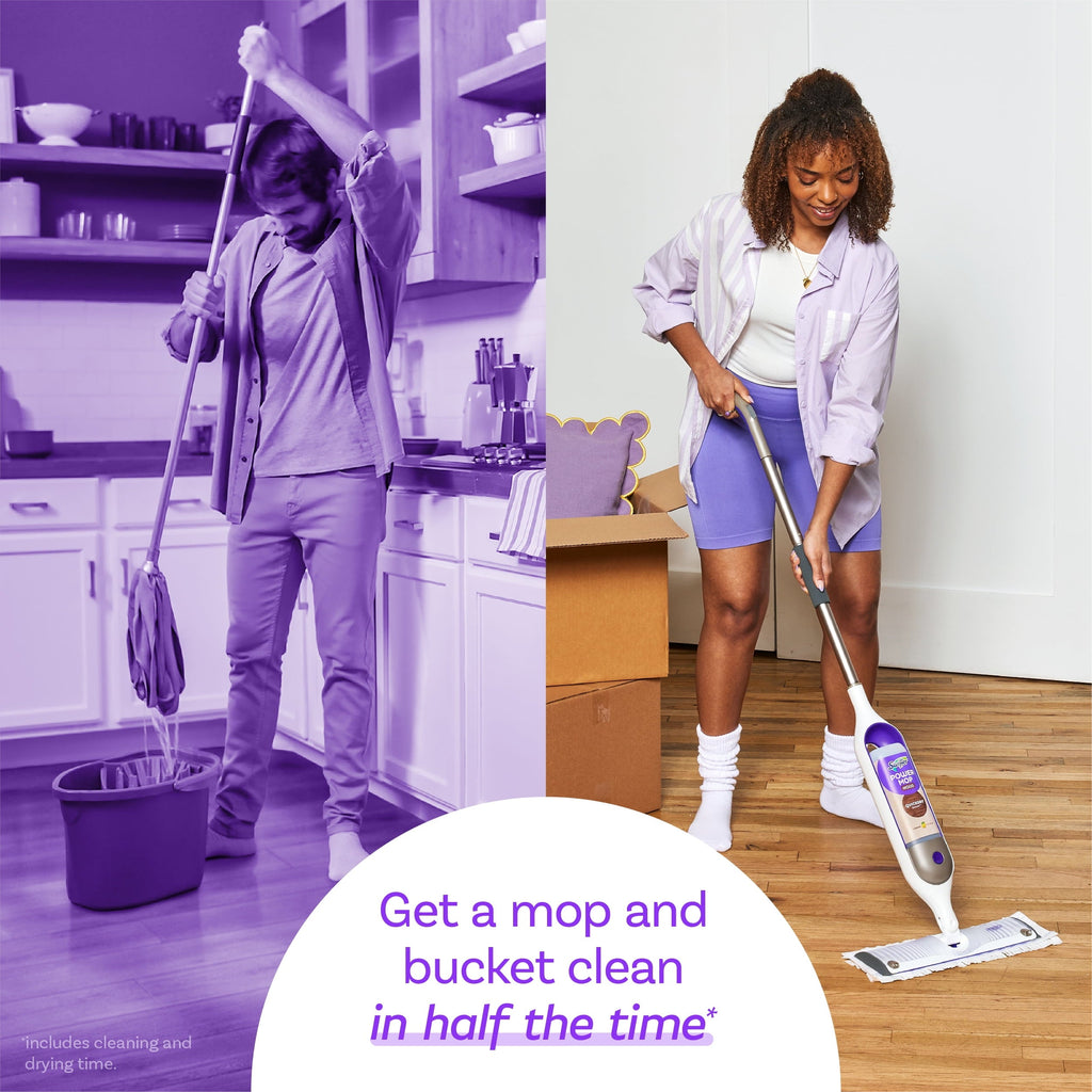 Swiffer PowerMop Wood Quick Dry Liquid Floor Cleaner Solution, Lemon, 25.4 oz, 2 Pack