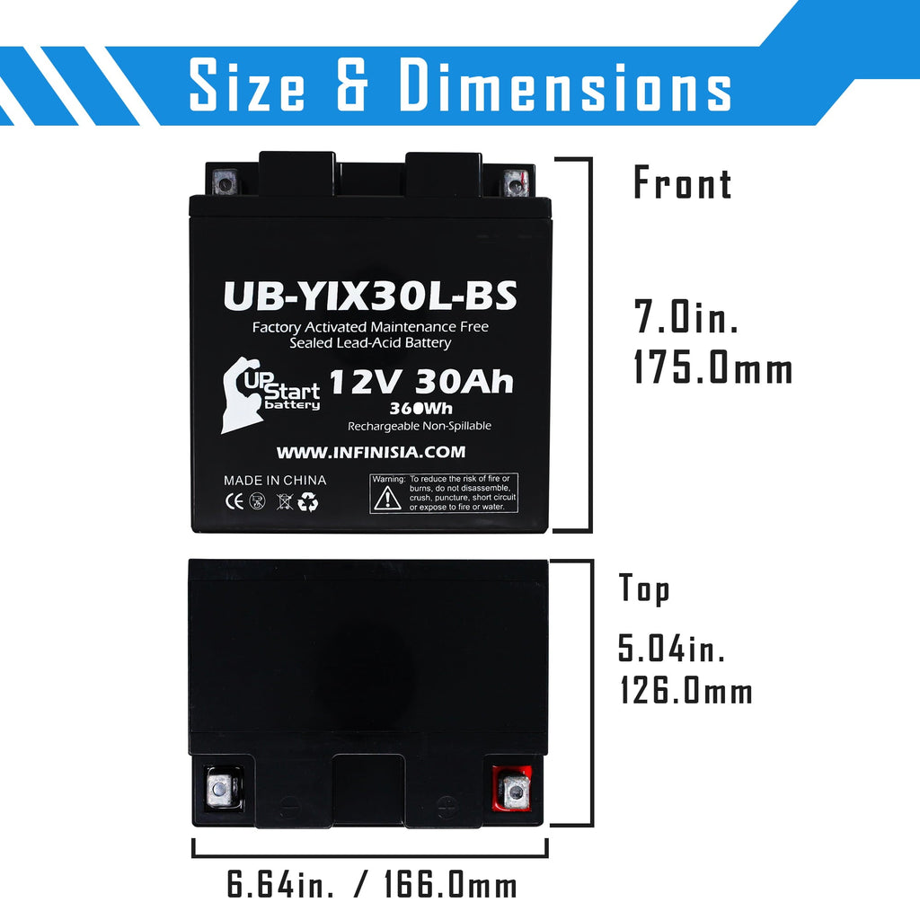 UB-YIX30L-BS Battery Replacement for 2012 Polaris RZR 900 CC UTV - Factory Activated, Maintenance Free, Motorcycle Battery - 12V, 30AH, UpStart Battery Brand