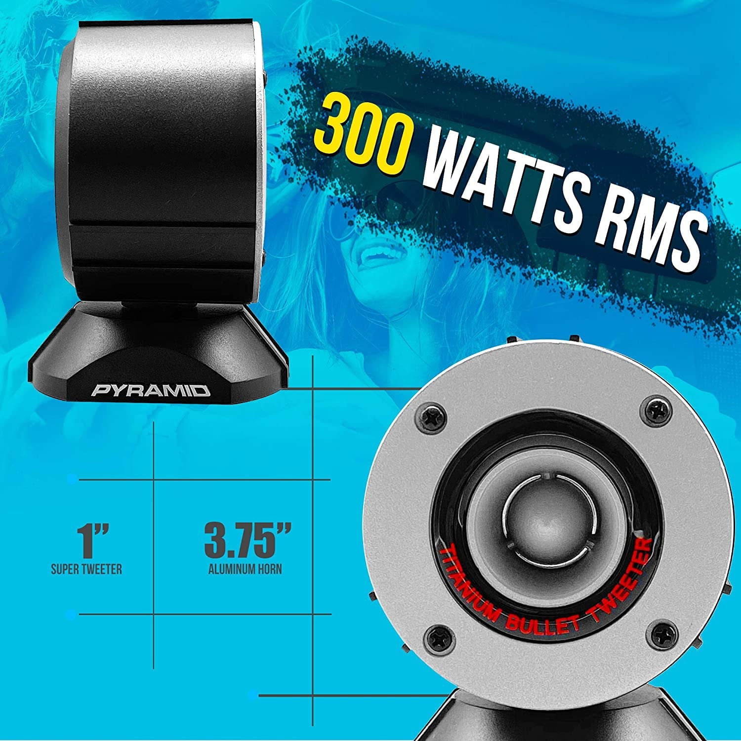 Pyramid 3.75" 300W LOUD Car Audio Aluminum Bullet Horn Tweeters, Pair | TW28