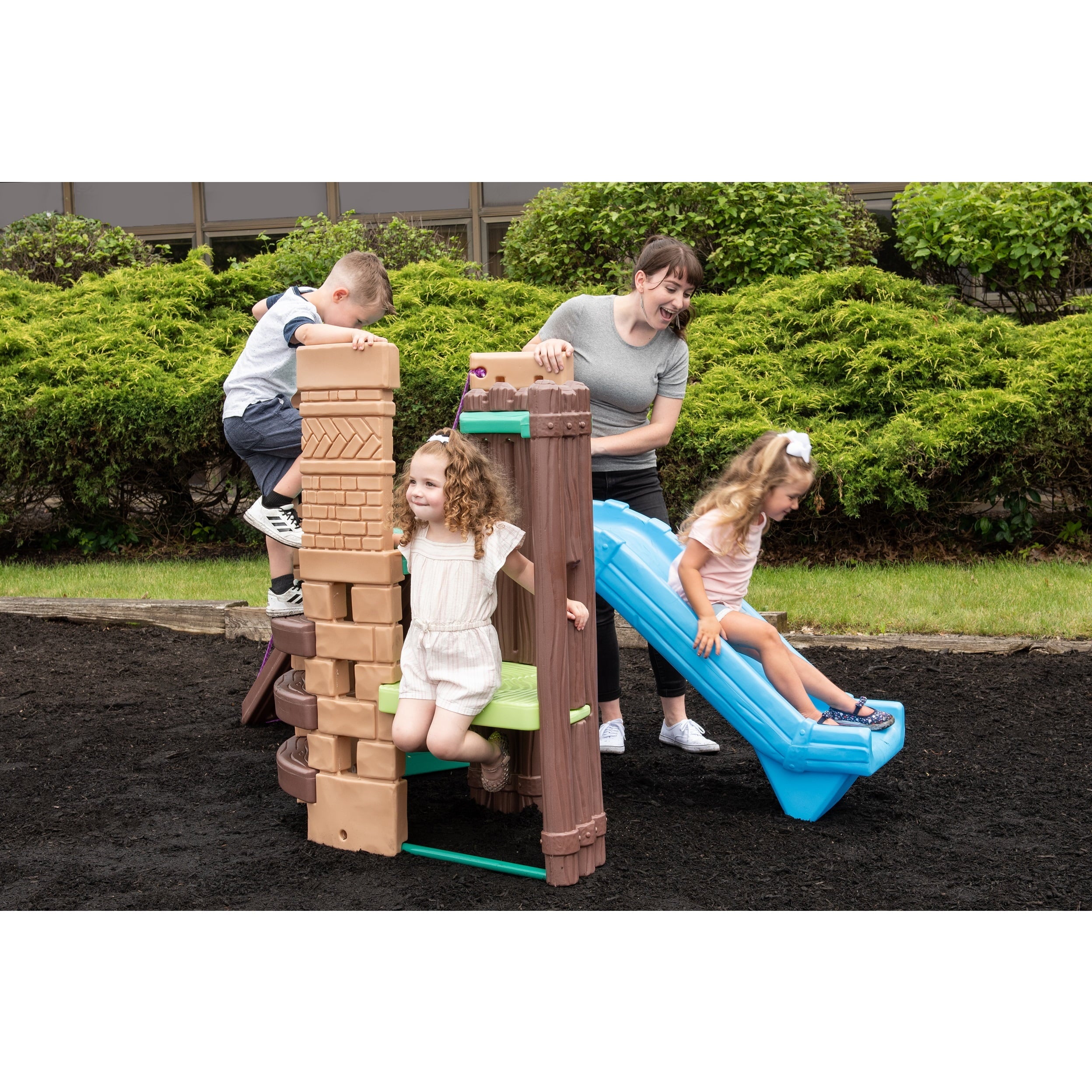 Little Tikes 2-in-1 Castle Playground Climber and Slide with Ladder and Plank, Fits Up to 3 Kids, Indoor and Outdoor Backyard Playground Set, Multicolor- For Toddlers Boys Girls Ages 3 4 5+