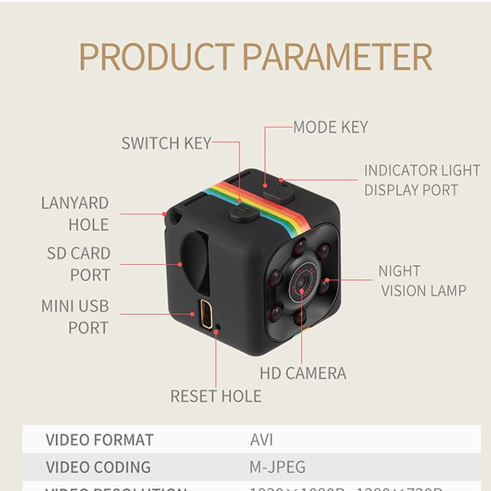 Visland Cop Cam, Mini Camera Wireless, Sports HD DV SQ11 Camera, Hidden 1080P Micro Nanny Motion Detection Camcorder Infrared Night Vision Digital Video Recorder Outdoor Indoor Office