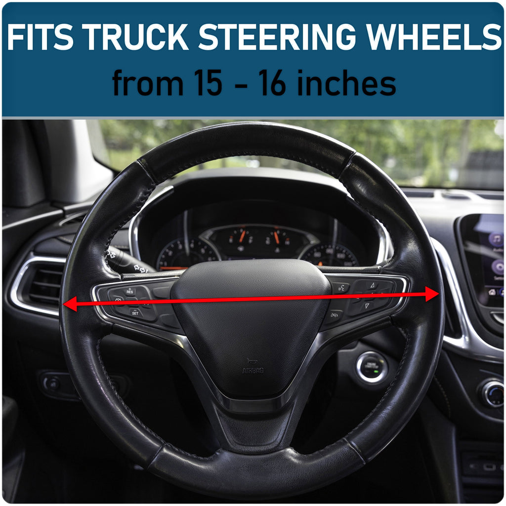 Truck Tuff Black Heavy-Duty Steering Wheel Cover, Anti Slip & Odor Free, Car, SUV Accessories, Universal Fit 15” – 16”, Auto, 0.82 lbs.