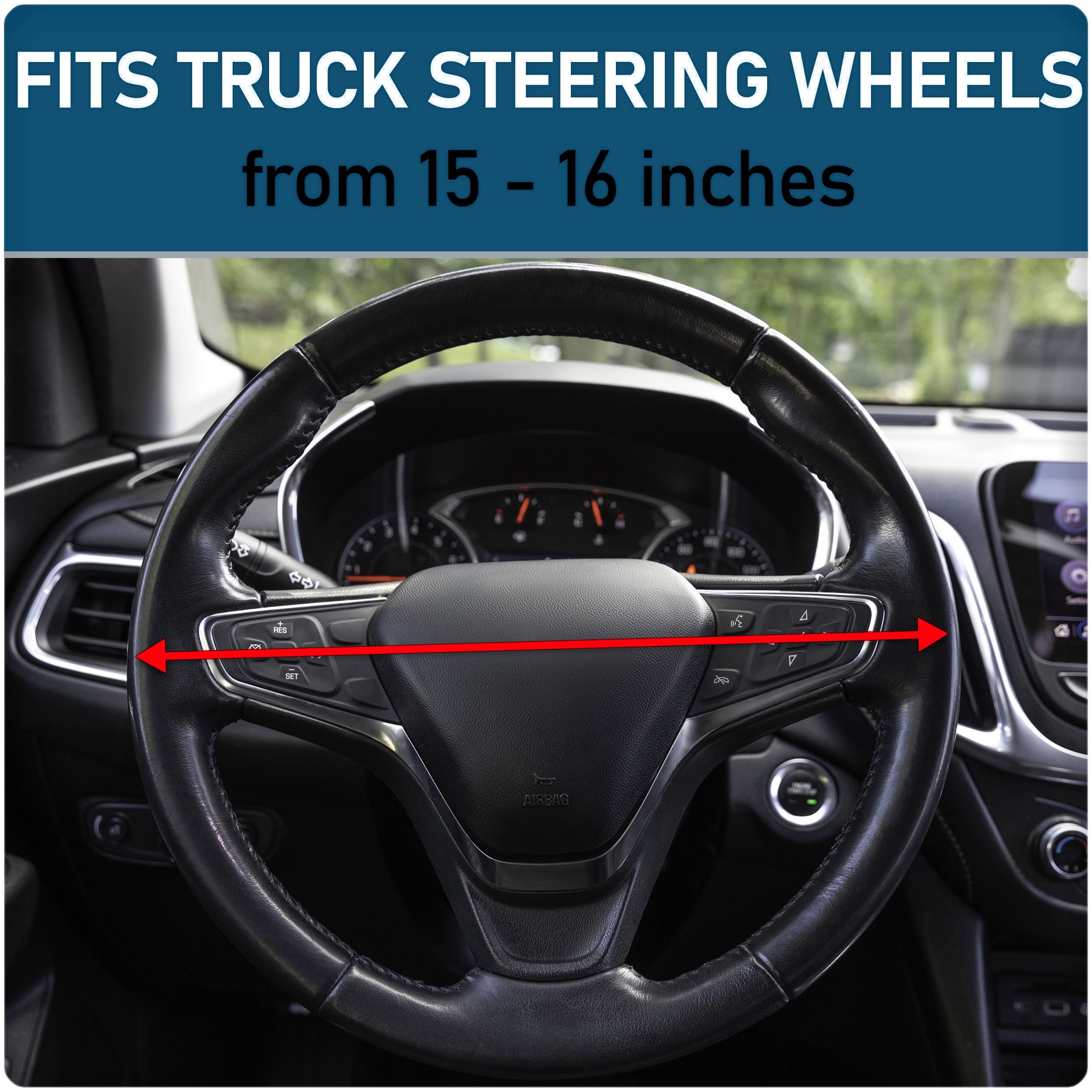Truck Tuff Black Heavy-Duty Steering Wheel Cover, Anti Slip & Odor Free, Car, SUV Accessories, Universal Fit 15” – 16”, Auto, 0.82 lbs.