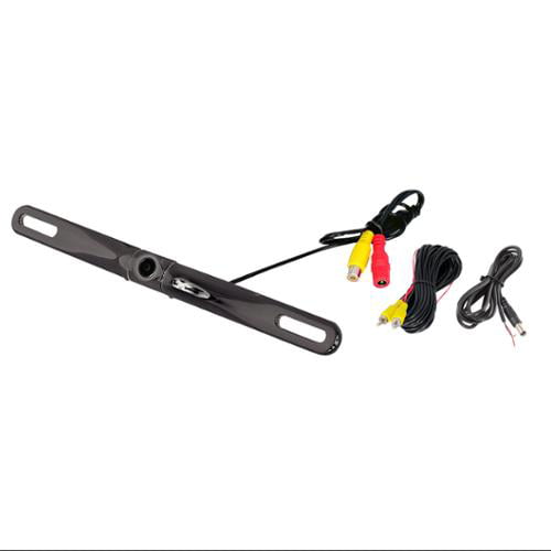PYLE PLCM18BC - License Plate Rear View Camera - Built-in Distance Scale Lines Backup Parking/Reverse Assist Waterproof Adjustable Slim Bar Cam w/ 420 TVL Resolution & RCA Output Zinc Black Chrome