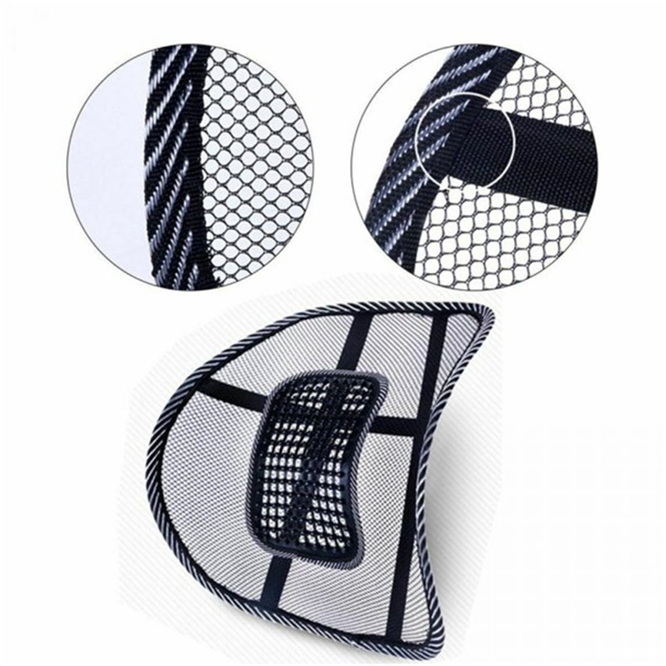 Casewin Black Lumbar Mesh Back Brace Support Office Home Car Seat Chair Ventilate Cool Cushion Pad with Massage | Breathable, Massage Beads for Ultimate Comfort (1 Piece)
