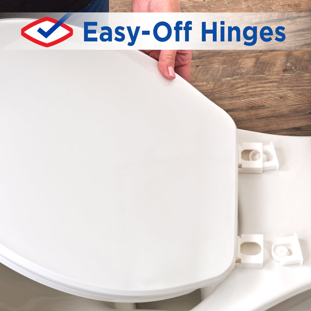 Clorox Antimicrobial Round Wood Toilet Seat with Easy-off Hinges