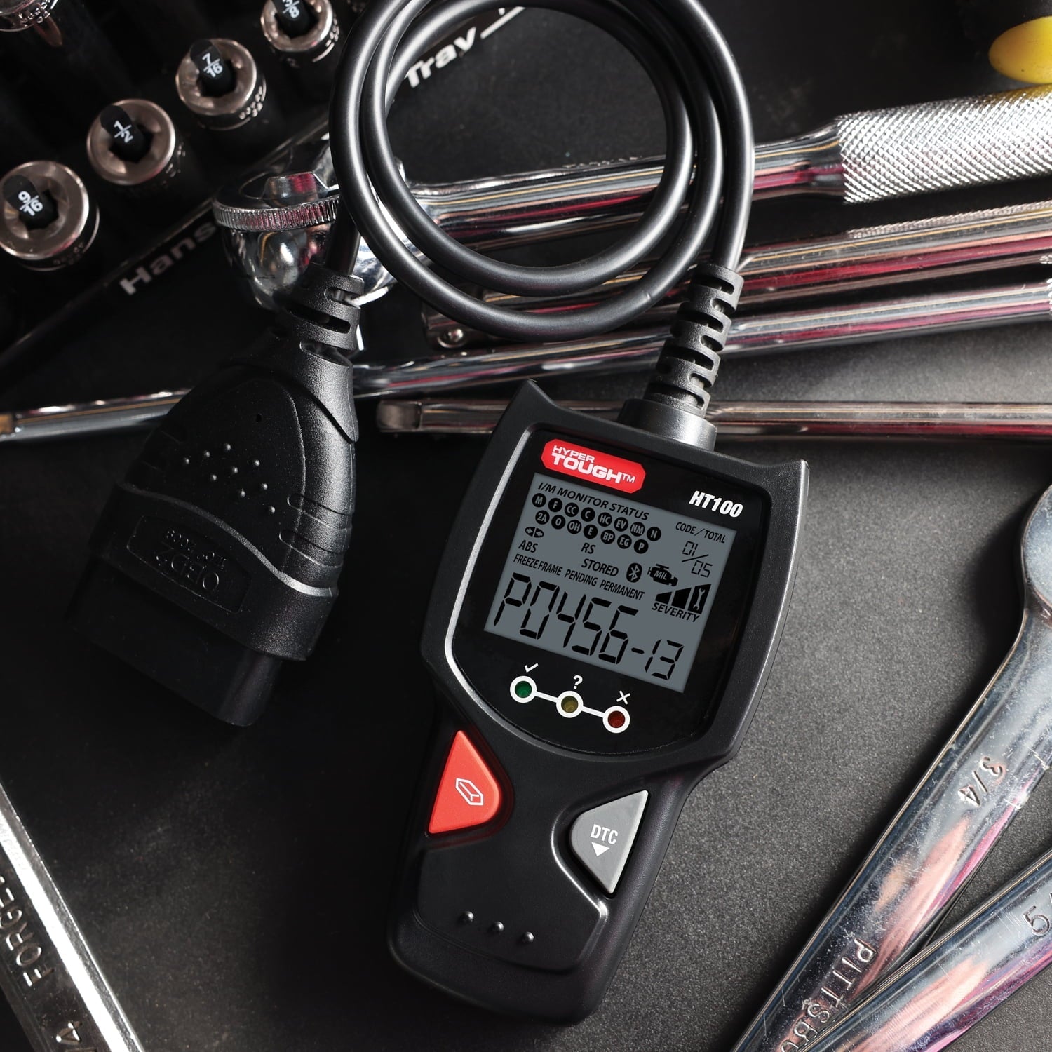 Hyper Tough HT100 Code Reader, 1996 & Newer OBD2 Vehicles, Free Fix & Part Recommendations