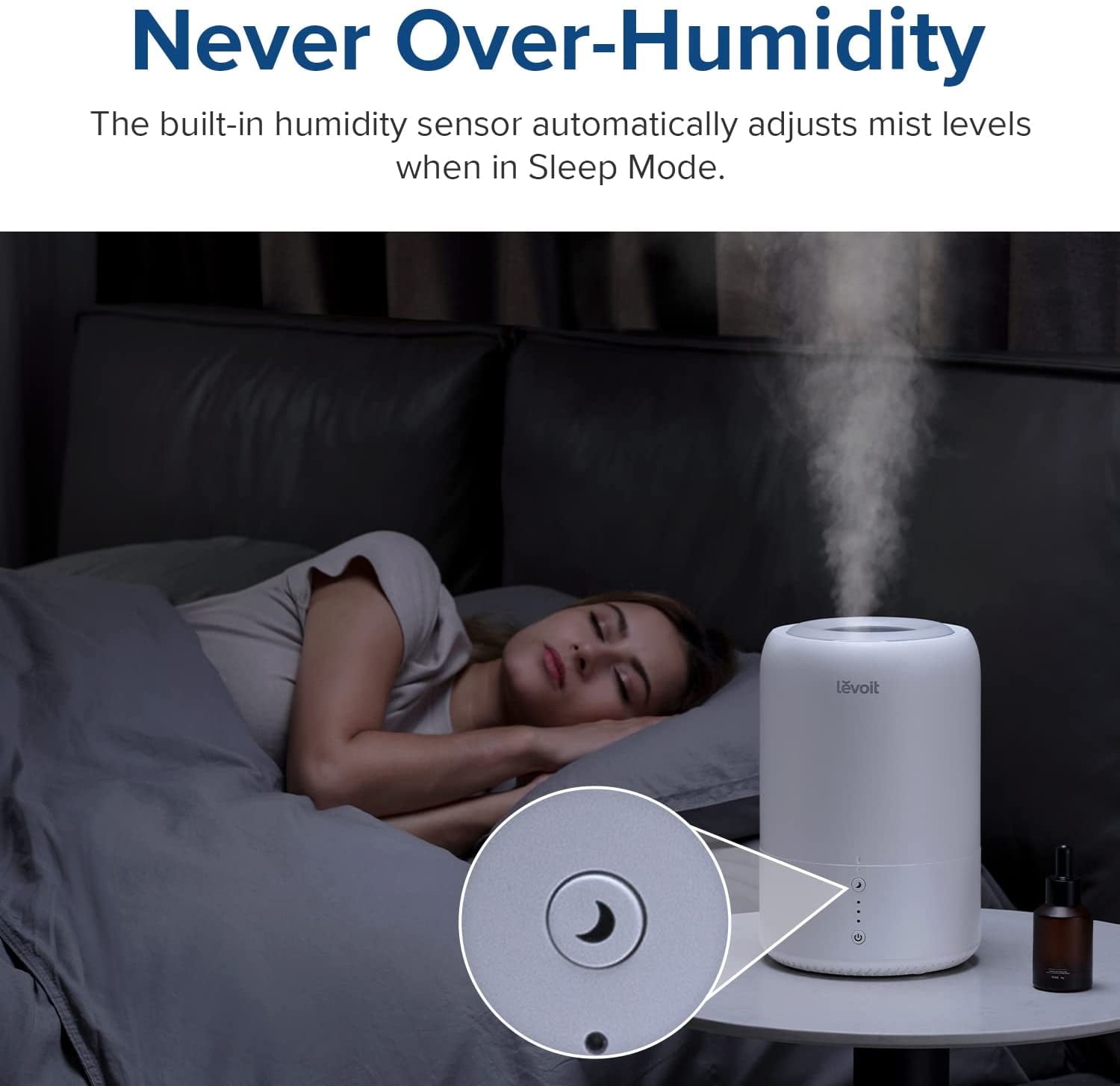Levoit 1.8L 260 sq ft Cool Mist Humidifier for Room, White
