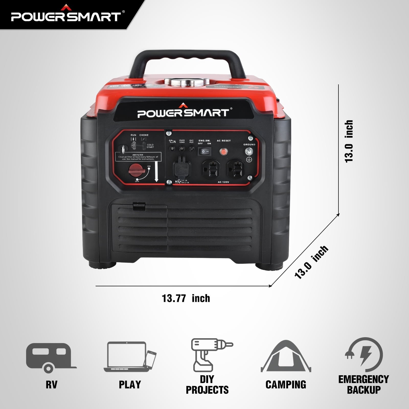 PowerSmart 1500 Watt Portable Gas Power Generator for Outdoor Camping and Home Use, Inverter Generator , PS55