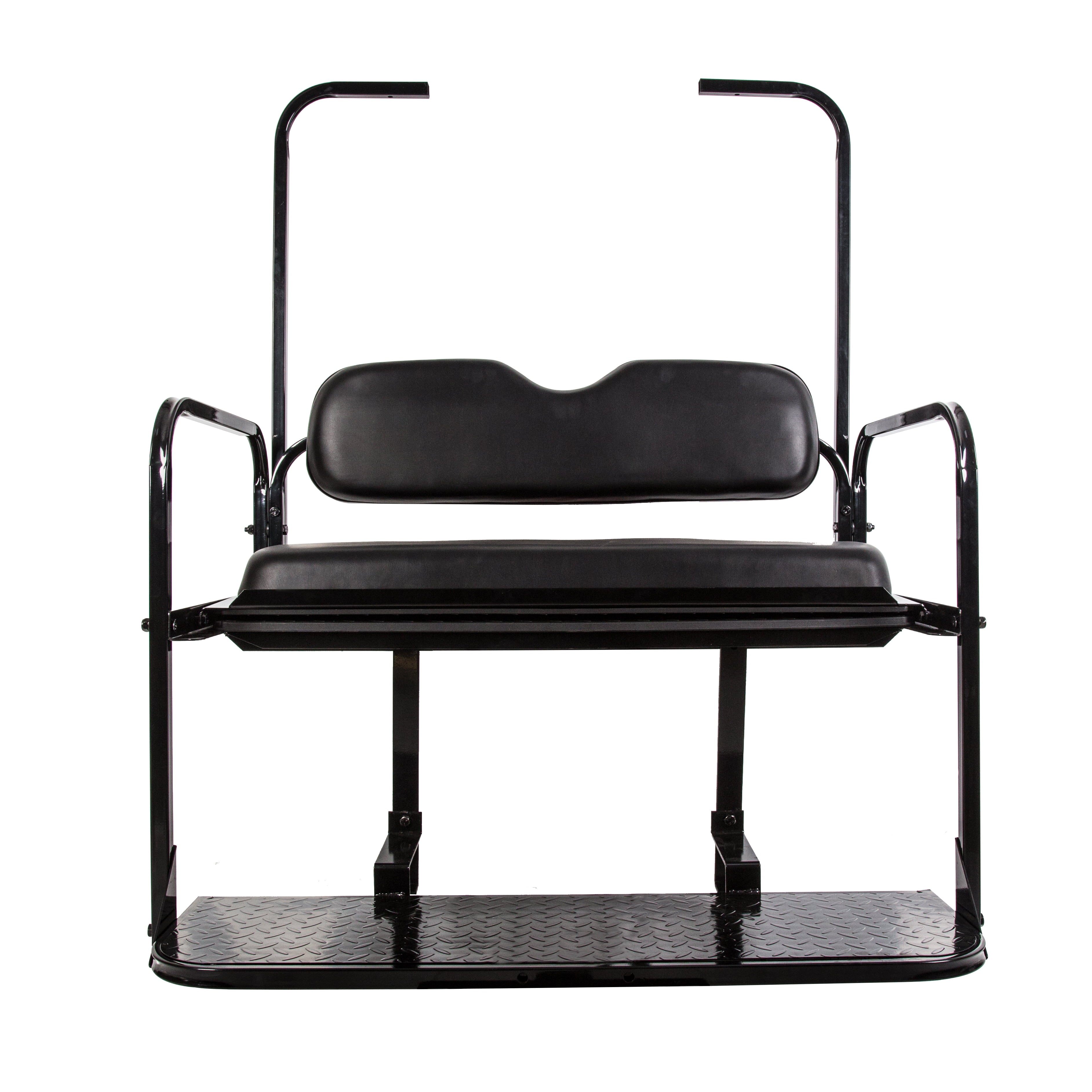 Kojem Flip Folding Rear Back Seat Kit Compatible with EZGO TXT Golf Cart | Black Cushions | 1995 & Up - You Will Receive (2) Packages