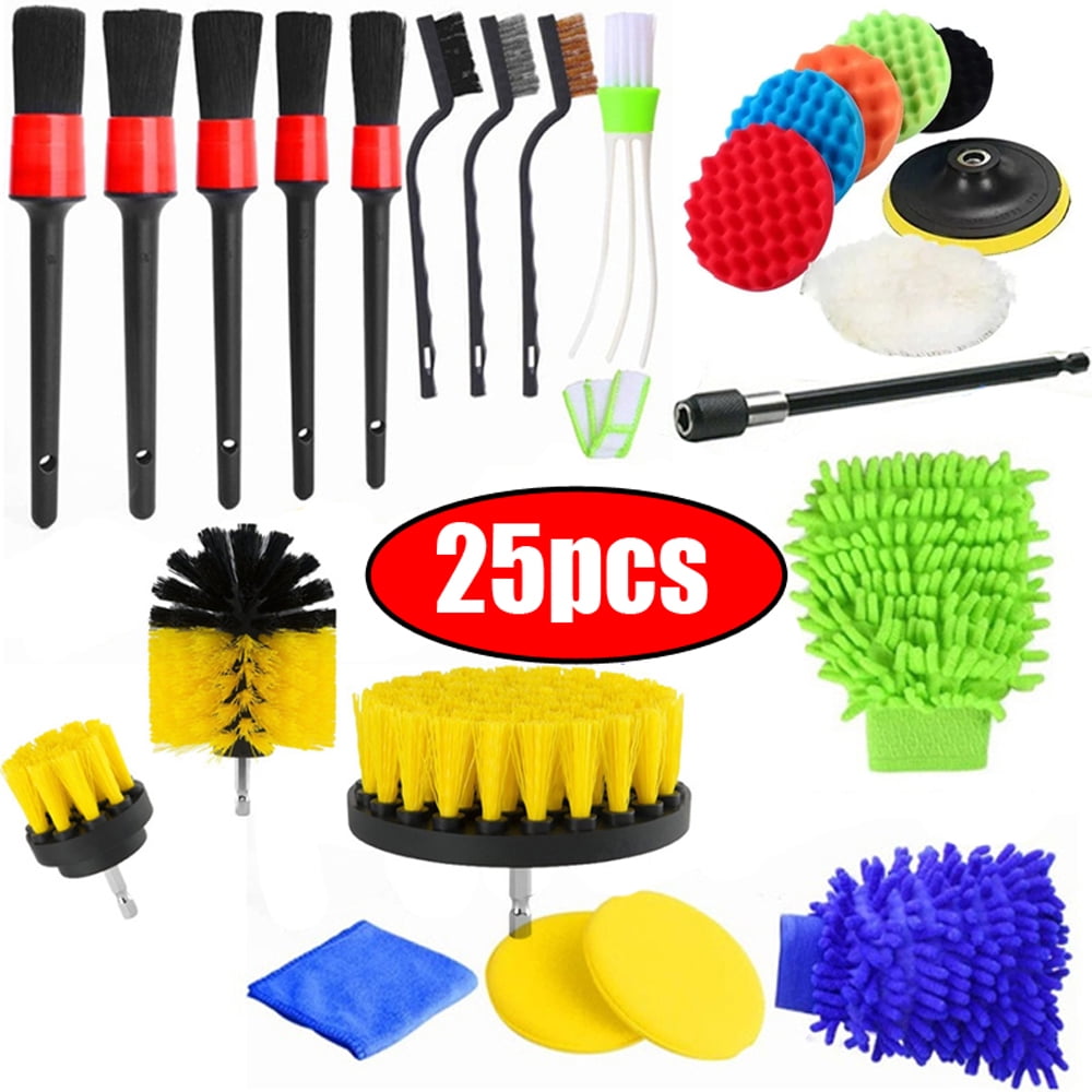 25Pack Car Detailing Brush Hair Automotive Detail Brushes Kit for Cleaning Car Interior Exterior