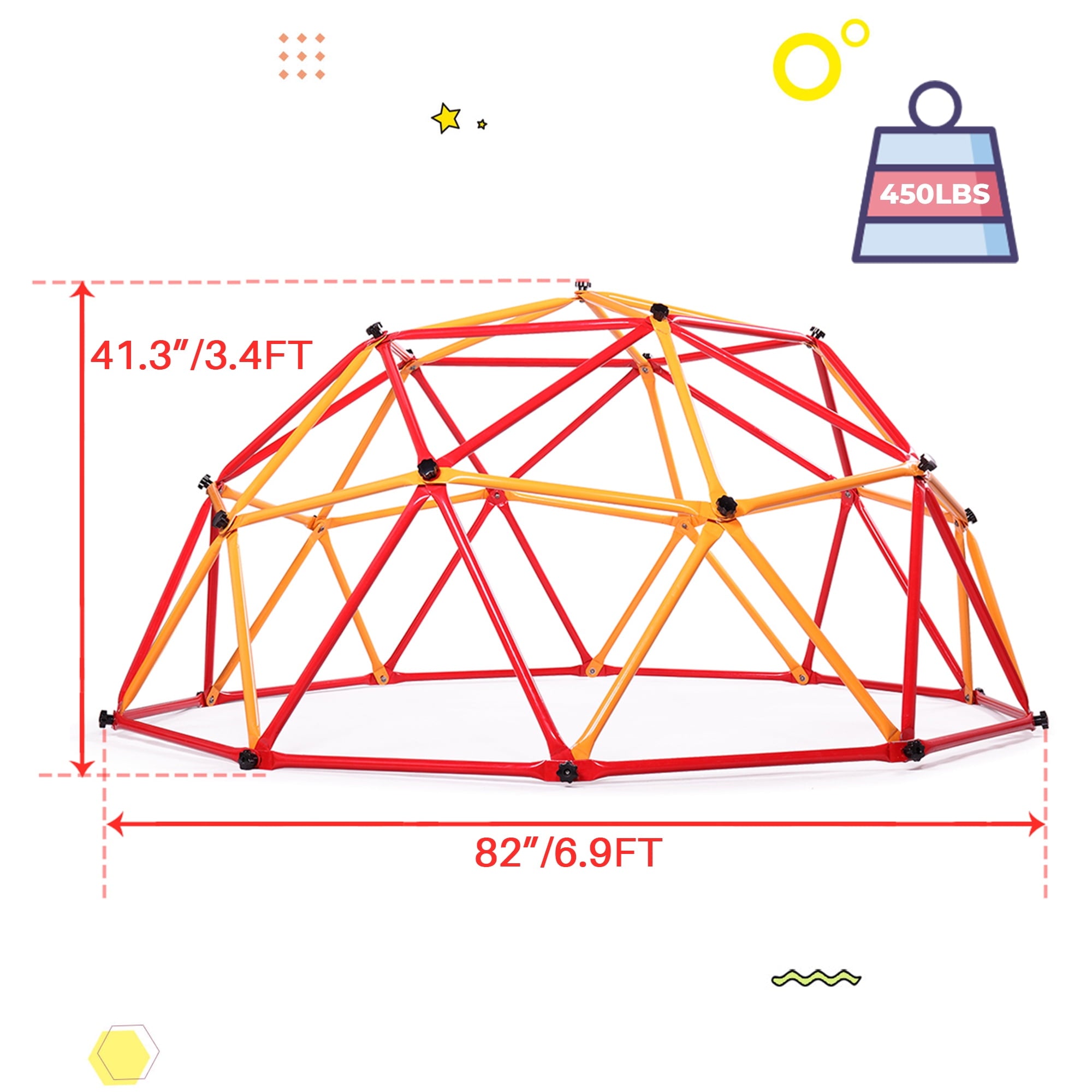 TOBBI Outdoor Kid's Dome Climber 82" Climbing Dome Steel Frame Monkey Dome Climber Bars Playset Outdoor Playground Jungle Gym