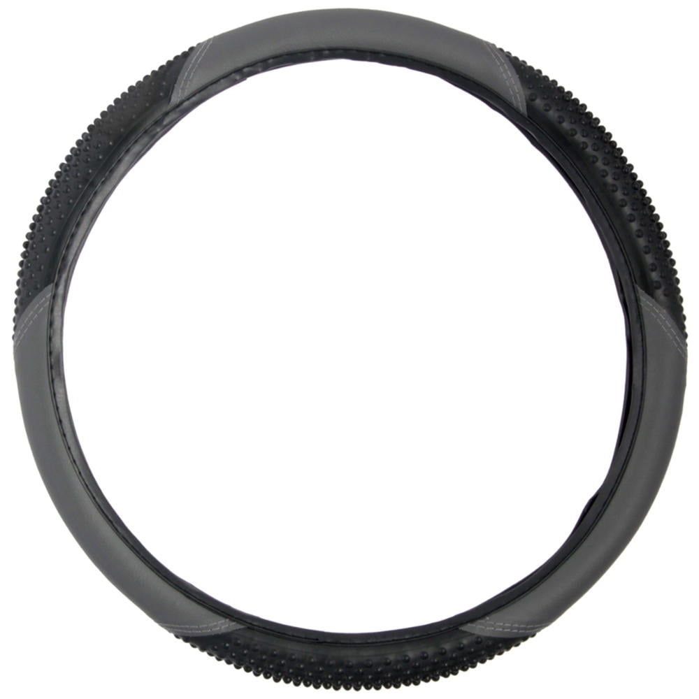 BDK Massage Grip Car Steering Wheel Cover for Car SUV Van Two Tone Color, Standard Size14.5"-15.5"