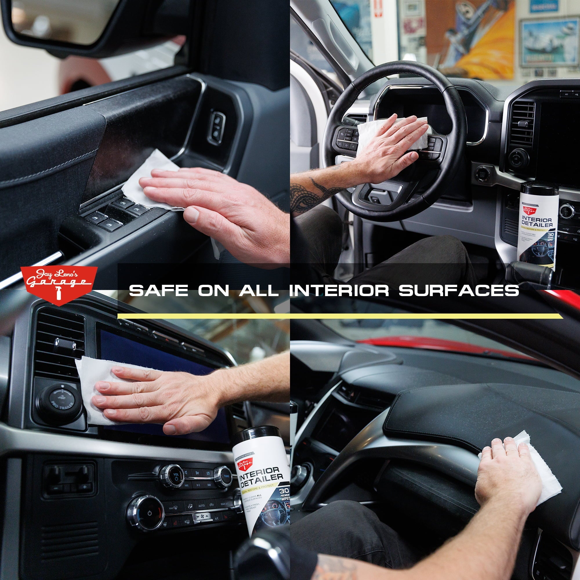Jay Leno's Garage Interior Detailer Wipes (30 Count) - Clean & Protects Interior Car Surfaces