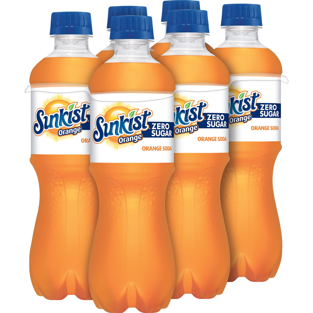 Sunkist Zero Sugar Orange Soda, .5 L bottles, 6 pack