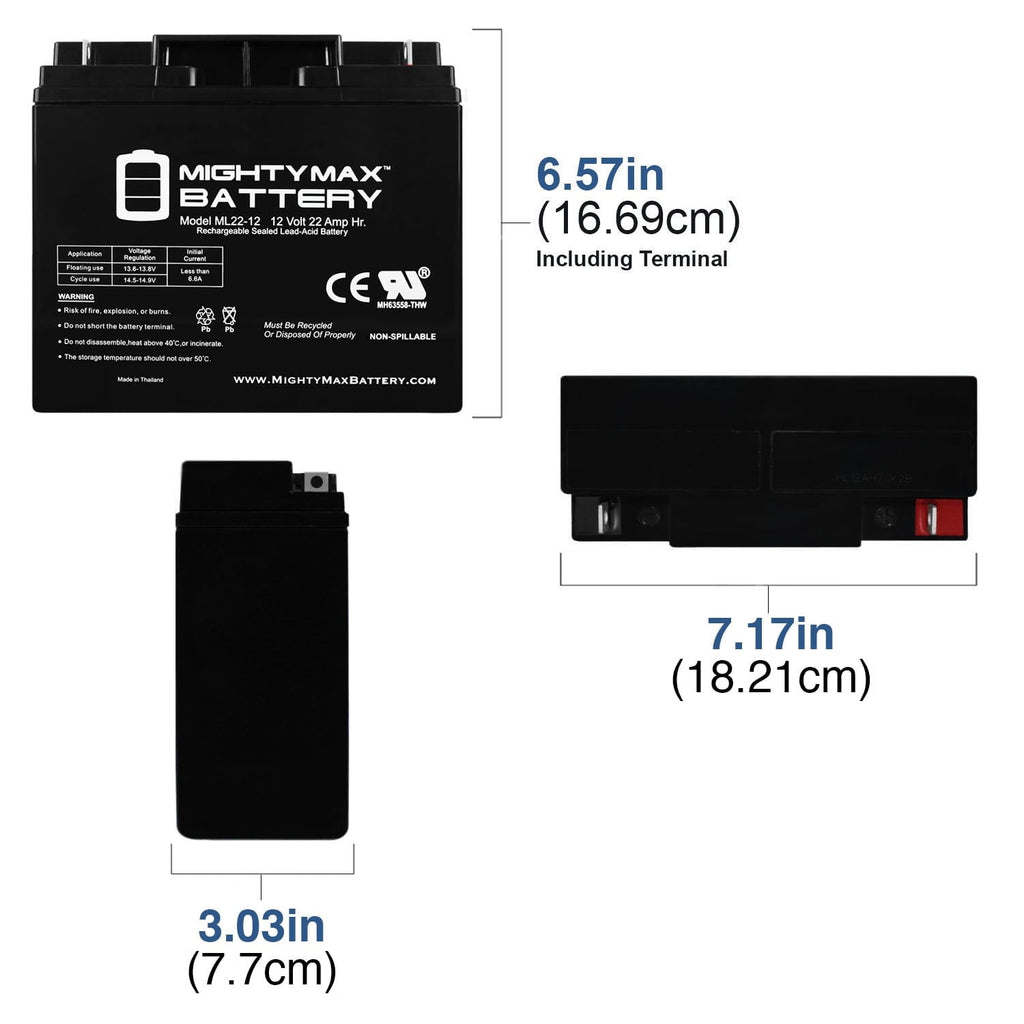 12V 22AH SLA Battery for Dr Power Field Mower 10483 104837
