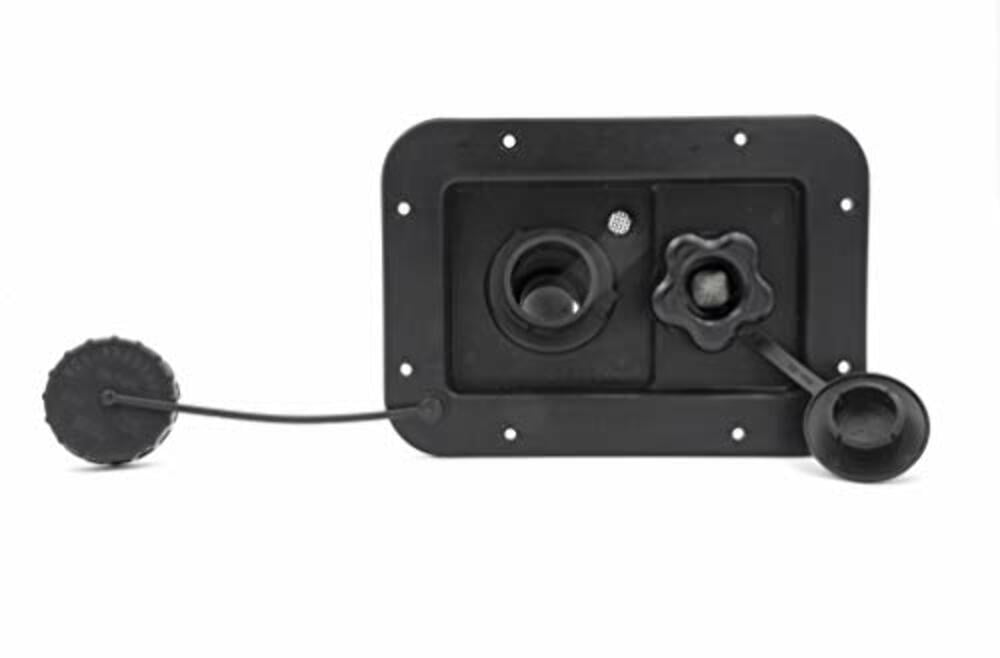 Thetford | B&B Molders RV 6" City/ Gravity Water Hatch with Plastic Check Valve, Black, 94223