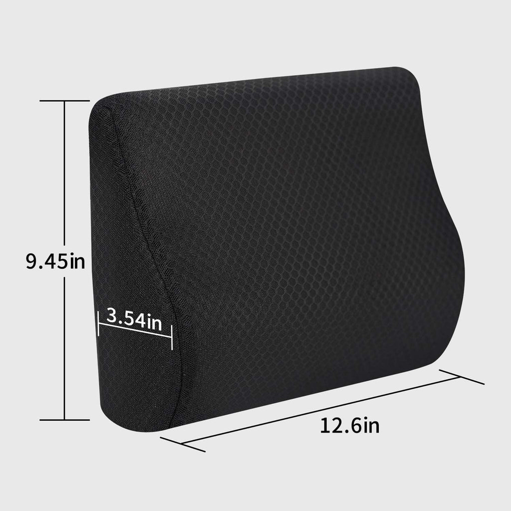 TISHIJIE Memory Foam Lumbar Support Pillow for Car - Mid/Lower Back Support Cushion - for Car Seat, Office Chair, Recliner Etc.