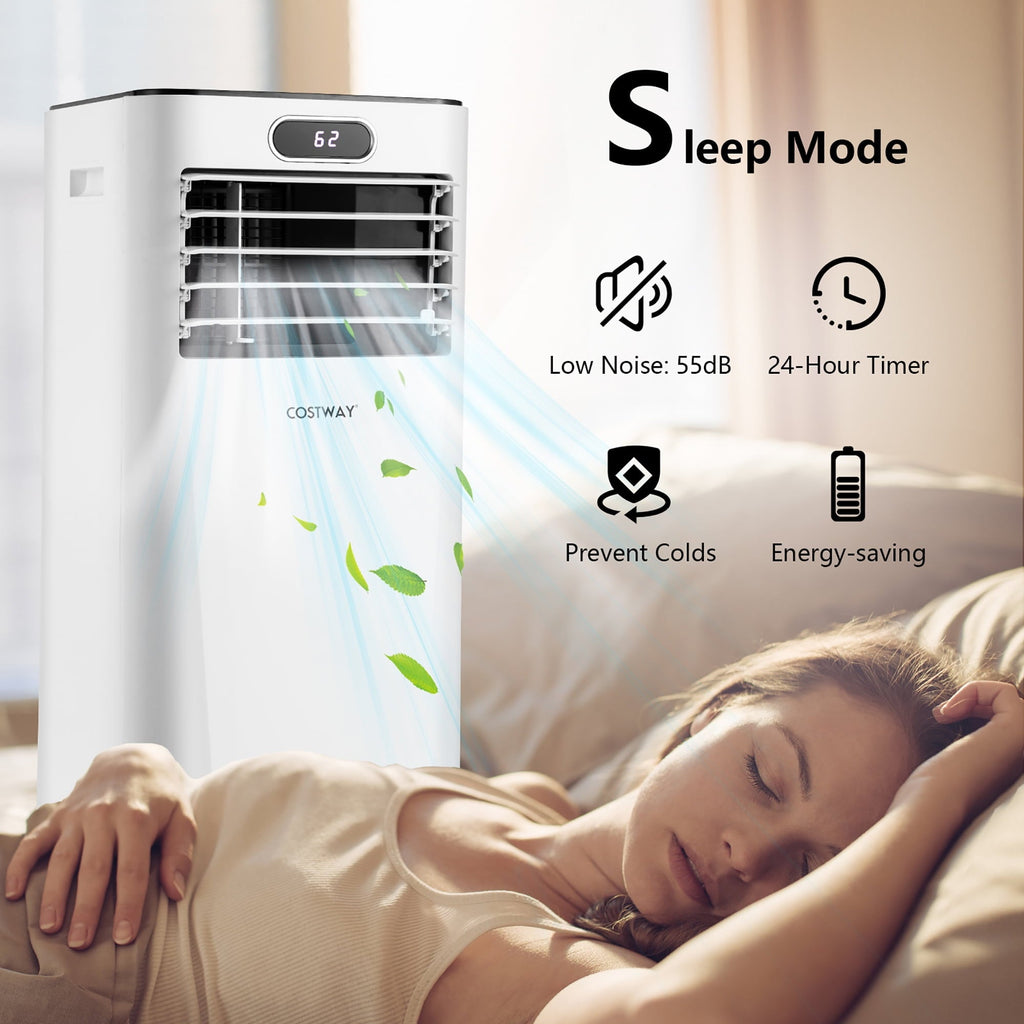 Costway 6000 BTU (10000 BTU ASHRAE) Portable Air Conditioner w/ Remote Control 3-in-1 Air Cooler w/ Drying White