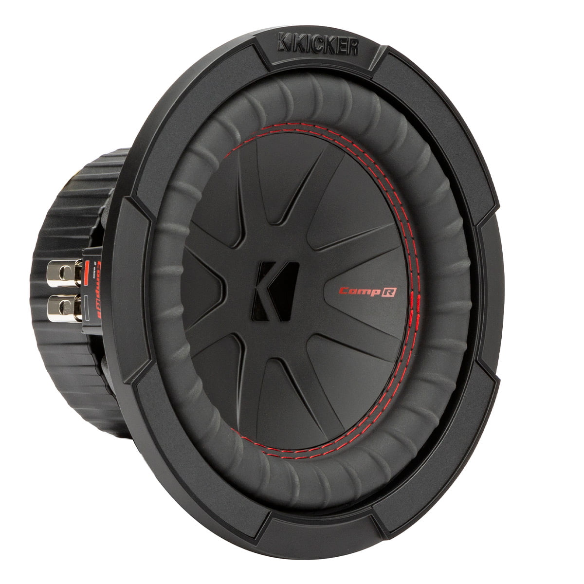 KICKER CompR 8 Inch 2 Ohm DVC 600W Peak Power Car Audio Subwoofer, Black