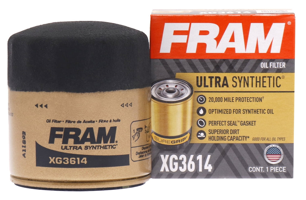FRAM Ultra Synthetic Oil Filter, XG3614, 20K mile Replacement Engine Oil Filter Fits select: 2003-2018 FORD FOCUS, 2005-2023 FORD ESCAPE