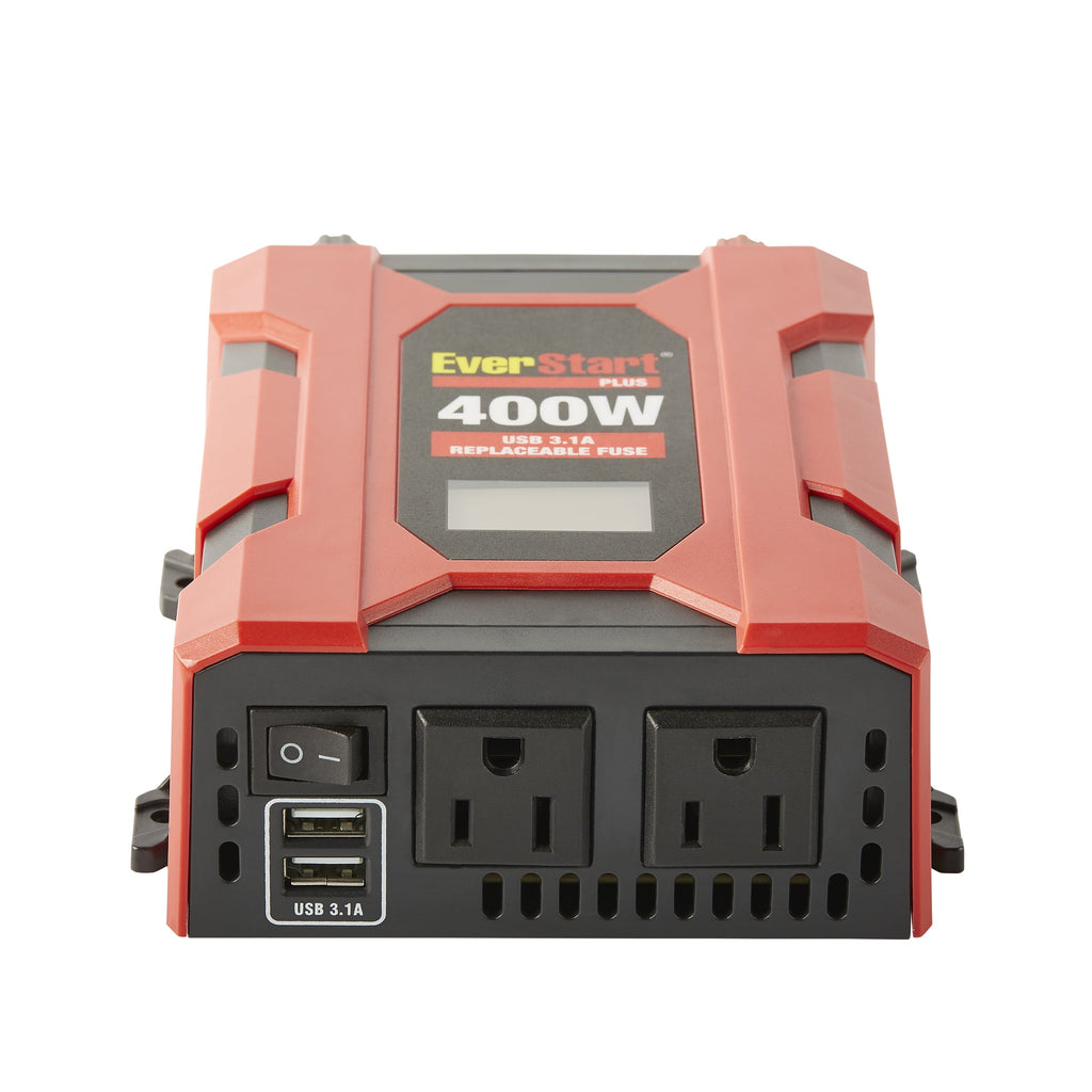 EverStart 400 Watts Portable Slim Inverter with Digital Display and Multiple USB and AC Ports