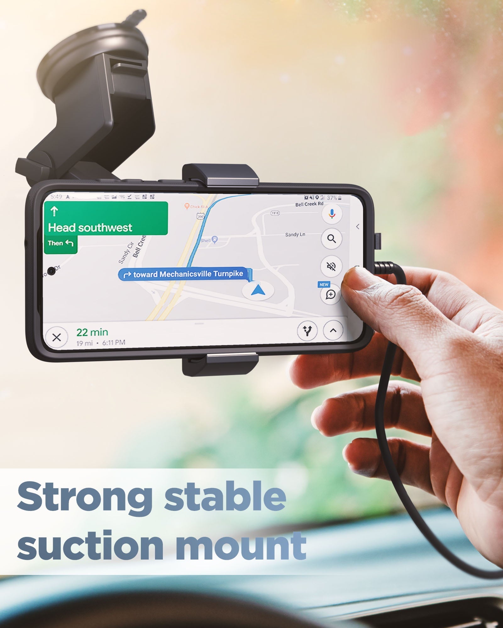 Encased Cell Phone Holder for Car with Wireless Charging (Qi Fast Charger) Dashboard/Windshield Suction Phone Holder for iPhone and Samsung Galaxy