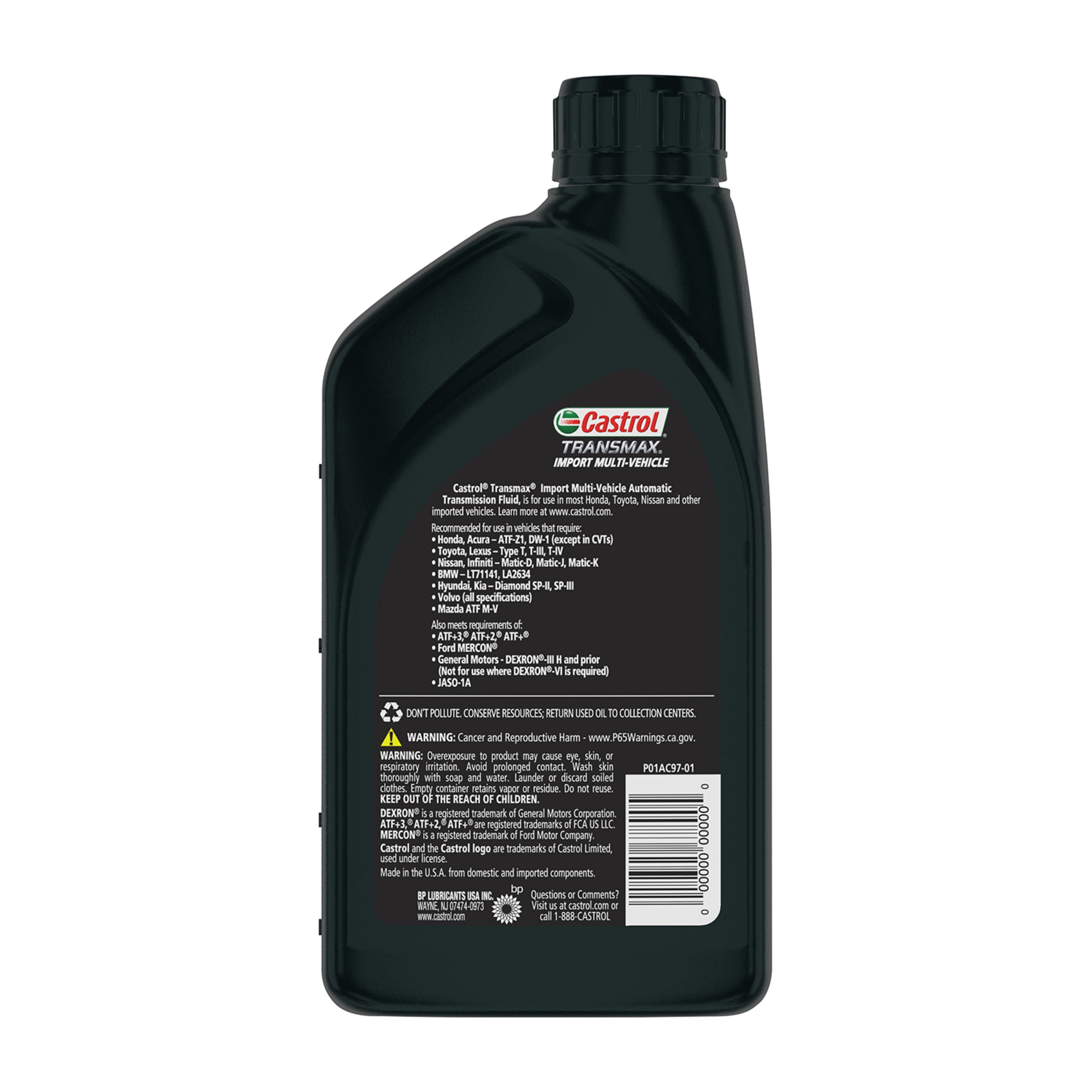 Castrol Transmax Import Multi-Vehicle Automatic Transmission Fluid, 1 Quart