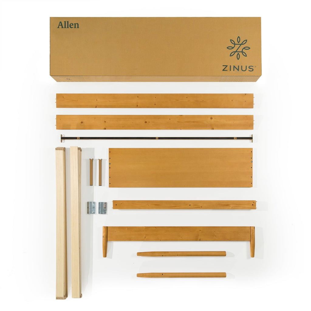 Zinus Allen 35" Mid Century Wood Platform Bed Frame, Queen