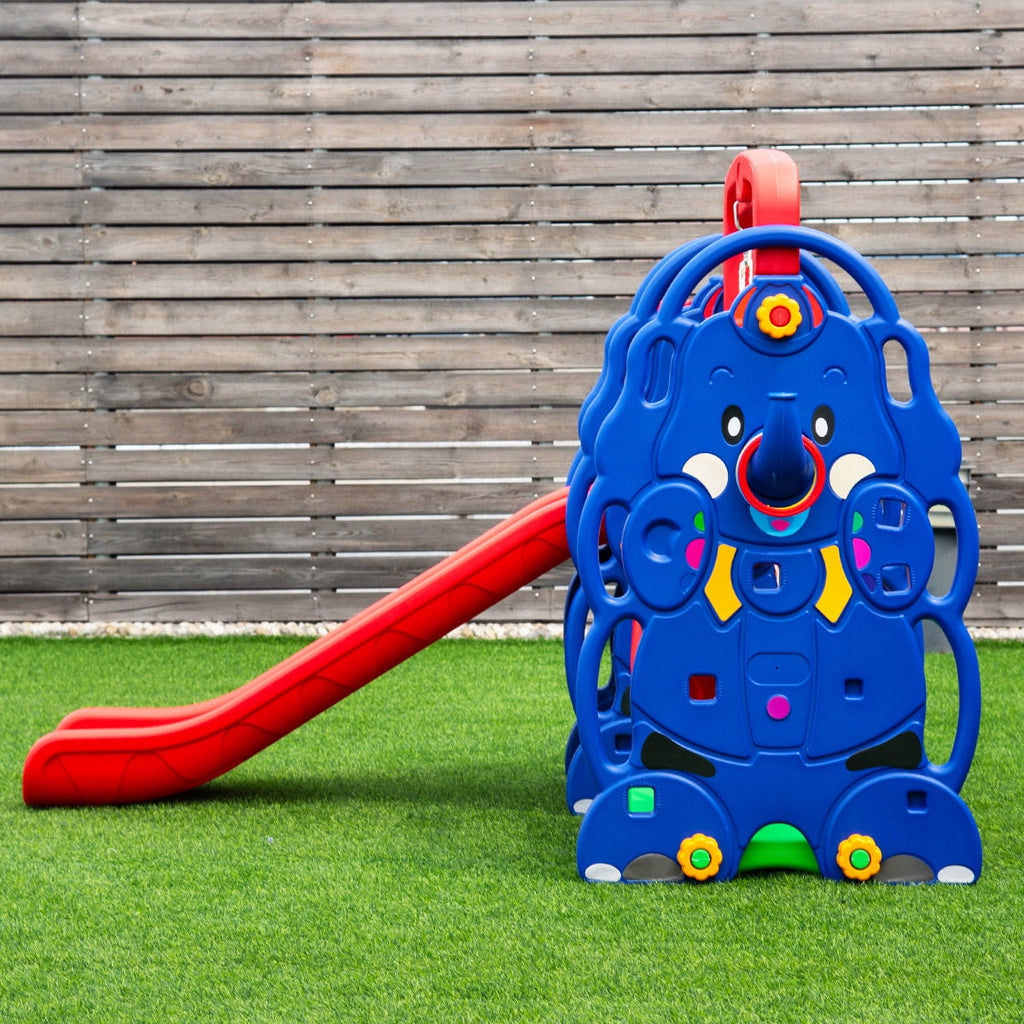Costway 3 in 1 Junior Children Climber Slide Swing Seat Basketball Hoop Playset Backyard