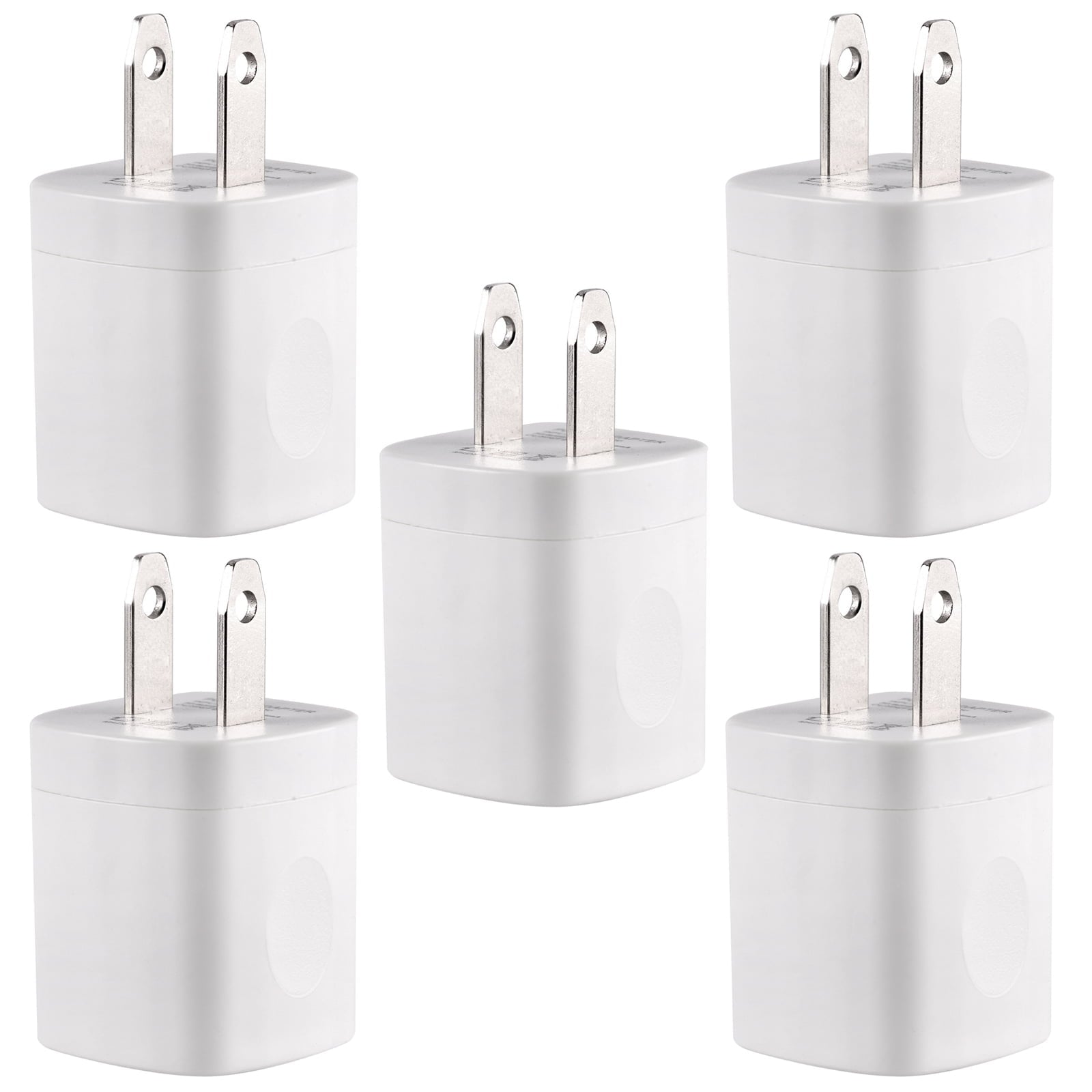 USB Wall Charger Adapter 1A/5V 5-Pack Travel USB Plug Charging Block Brick Charger Power Adapter Cube Compatible with iPhone XS/XS Max/X/8/7/6 Plus, Galaxy S9/S8/S8 Plus, Moto, Kindle, LG, HTC, Google