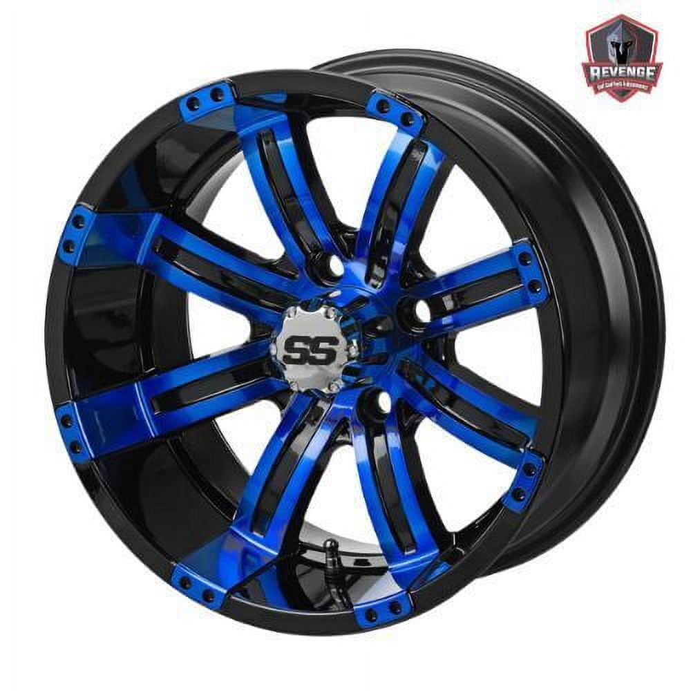 12" Casino Black & Blue Golf Cart Wheels and Tires Combo (215/35-12) Set of 4
