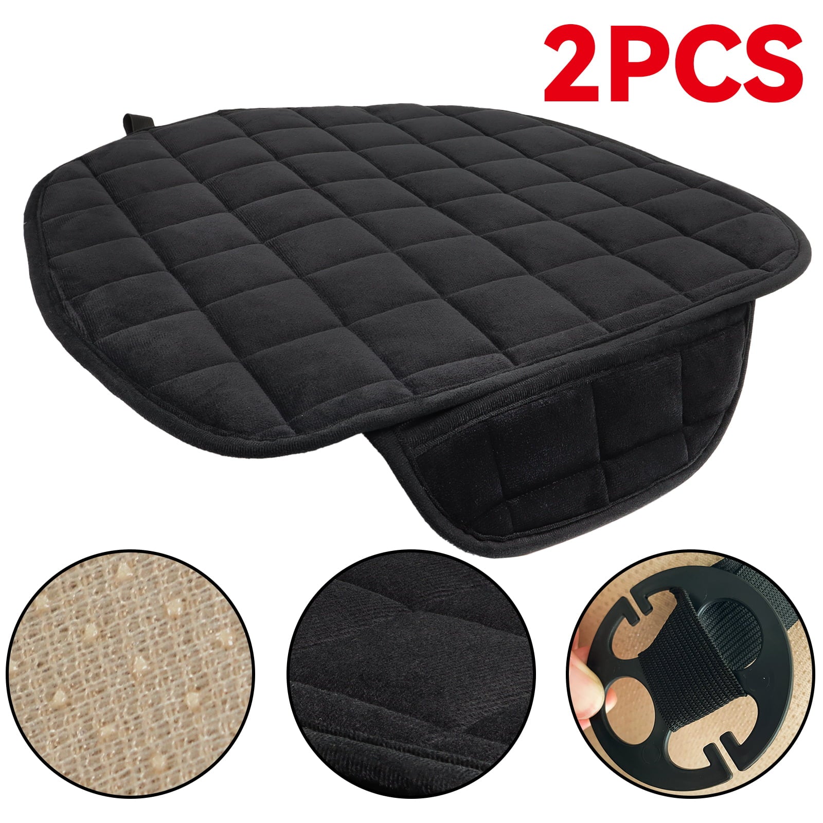 XUKEY 2pcs Universal Front Car Seat Cushion Cover Pad Chair Breathable Protector Soft Black