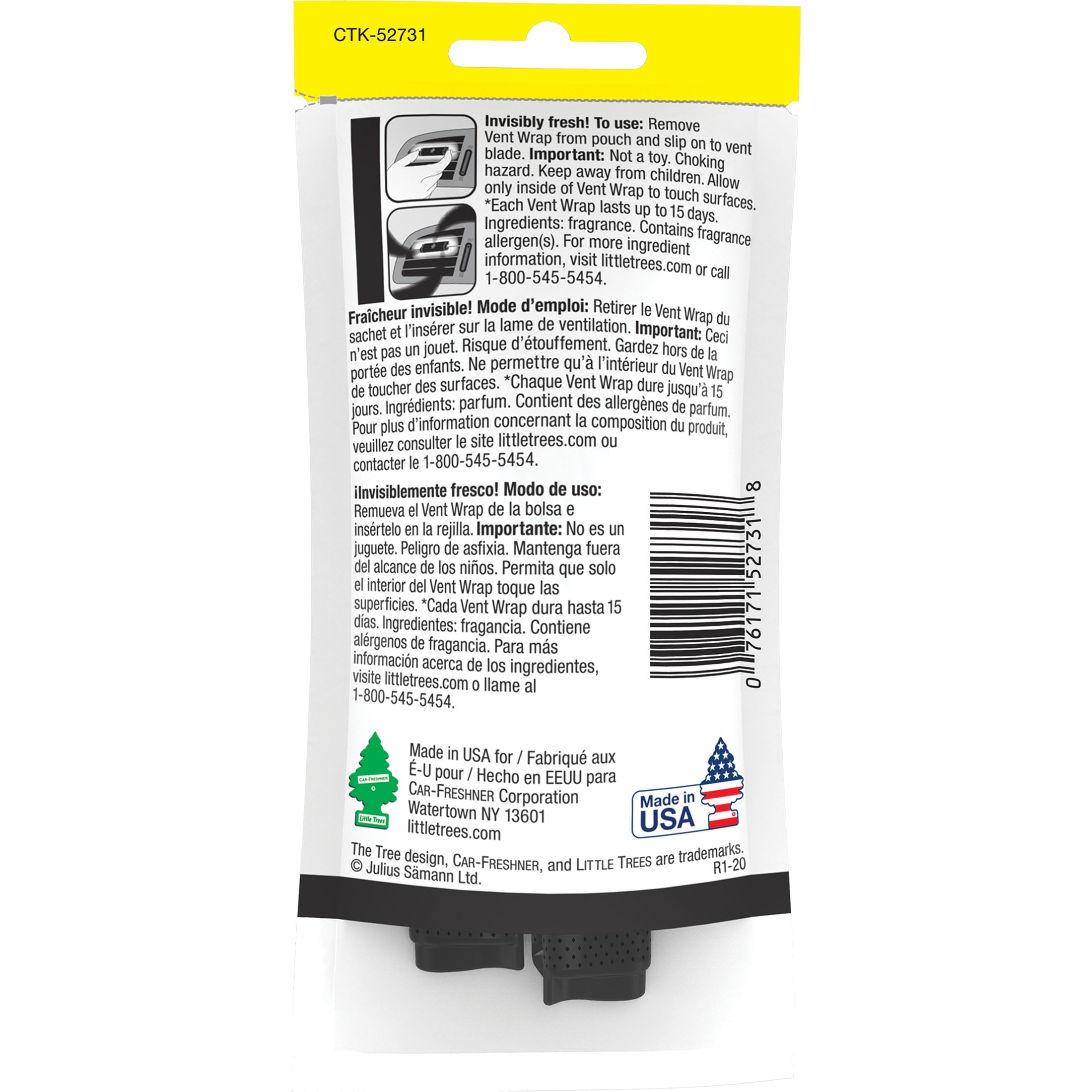 Little Trees Air Freshener Vent Wrap Black Ice 4-Pack
