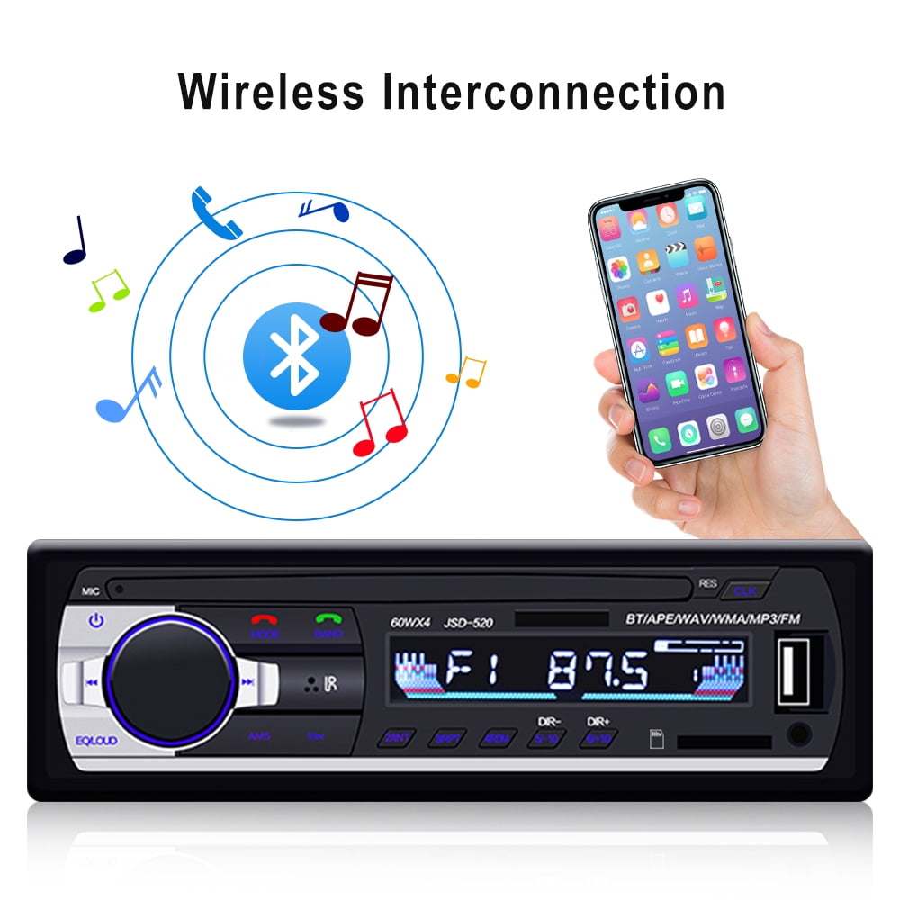 Podofo 1 DIN Car Stereo 12V Bluetooth FM Radio In-Dash Single Din Car Audio Player Digital Audio Music Car MP3 Player USB/SD/AUX-IN