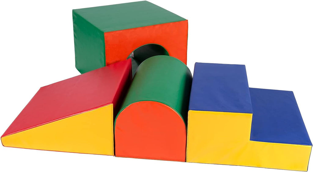 Polar Aurora 4PCS Single-Tunnel Foam Climber and Crawl Activity Play Set Soft Foam Toddler Stairs and Freestanding Indoor Active Play Structure for Toddlers and Kids, Easy to Assemble