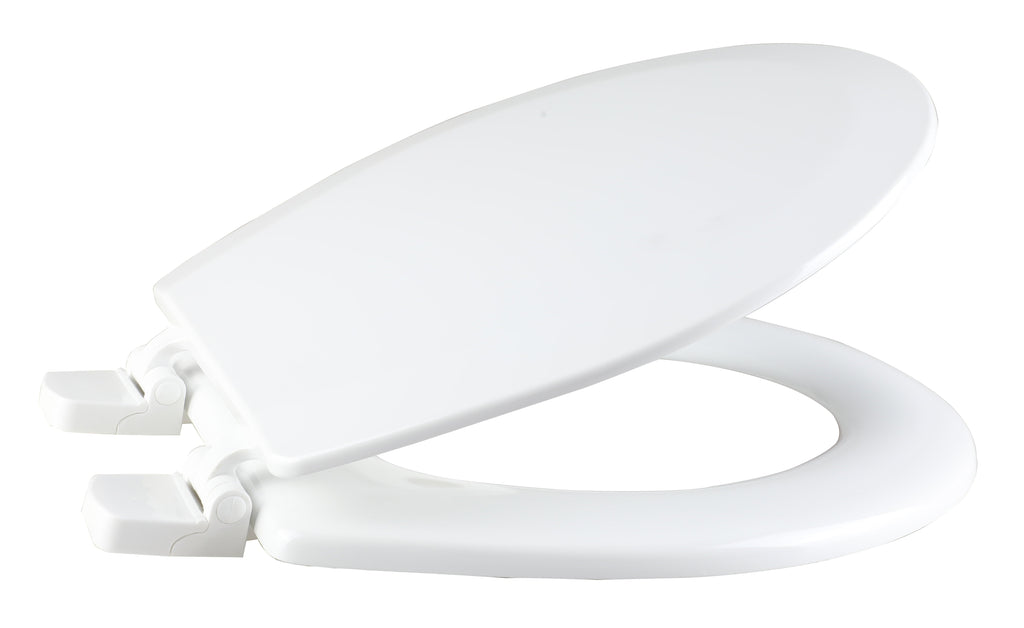 Mainstays Round Wood Beveled Edge Toilet Seat With Easy-off Hinges, White