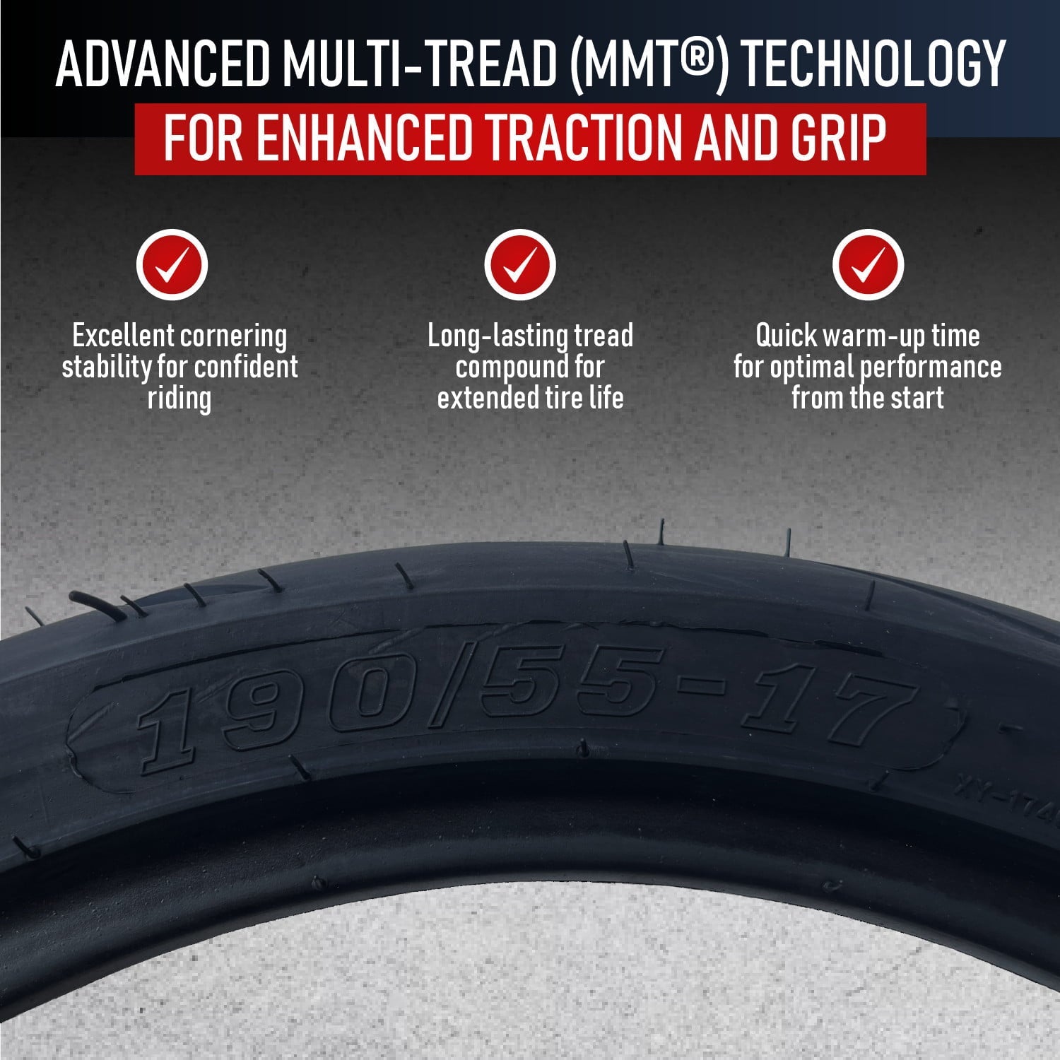 190/55-17 & 120/70-17 MMT® Motorcycle Tire SET 190/55ZR17 + 120/70-17 (DOT 2123)