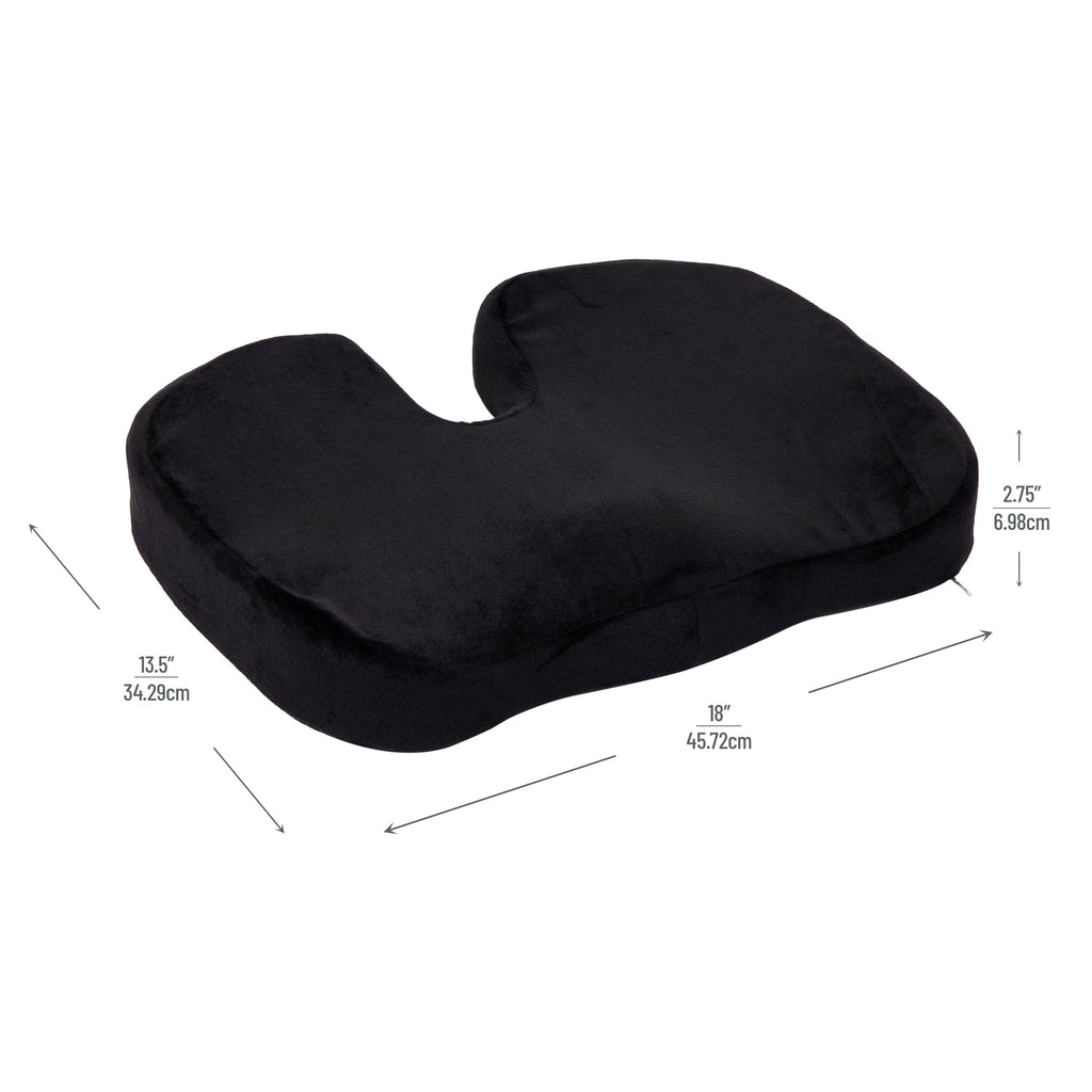 Mind Reader Seat Cushion, Cushioned Memory Foam Back Relief, Pressure Relief for Lower Back, Non-Slip Orthopedic Ergonomically Cushion, Perfect for Office, Home, Car & More, Black