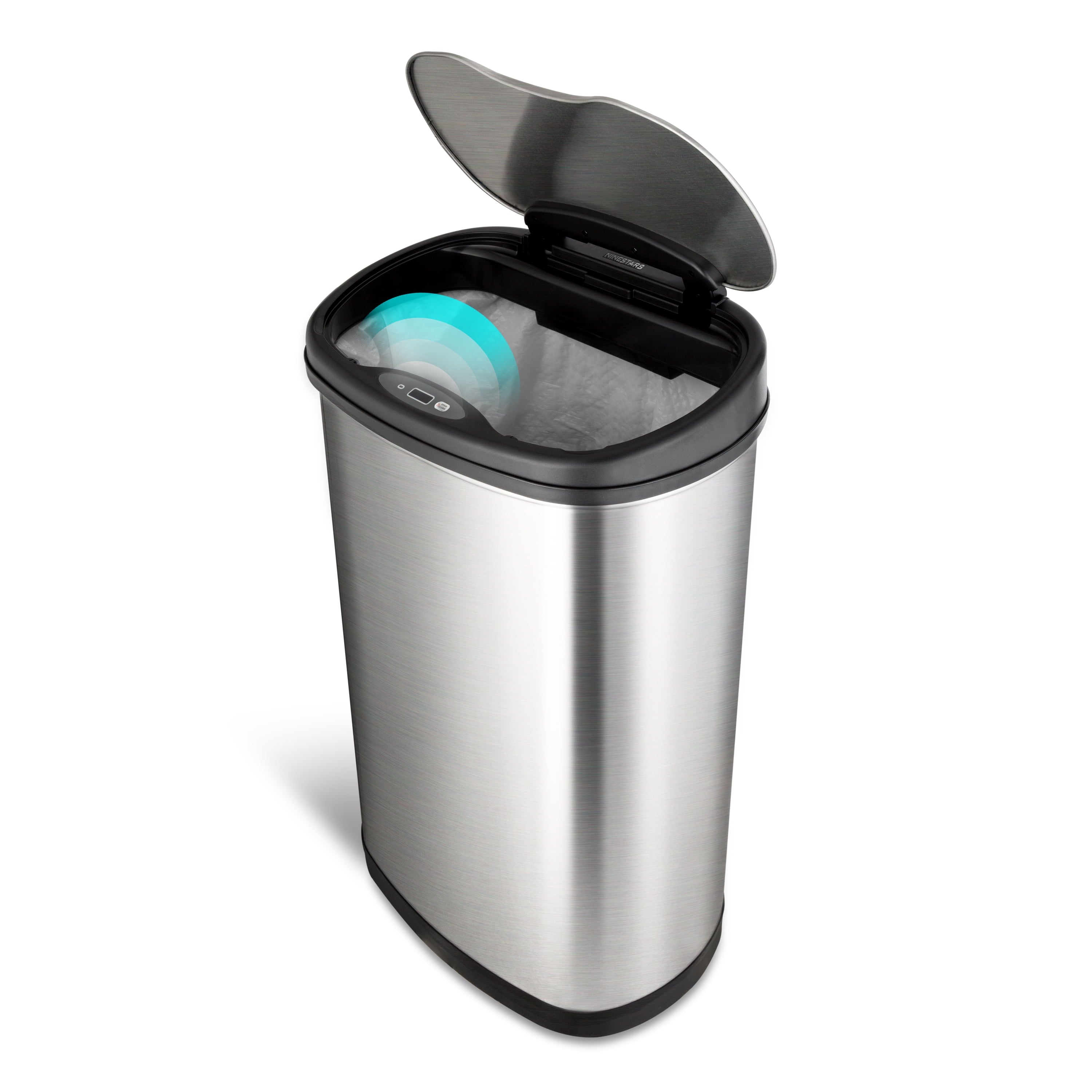 Nine Stars 13.2 Gallon Trash Can, Motion Sensor Kitchen Trash Can, Stainless Steel